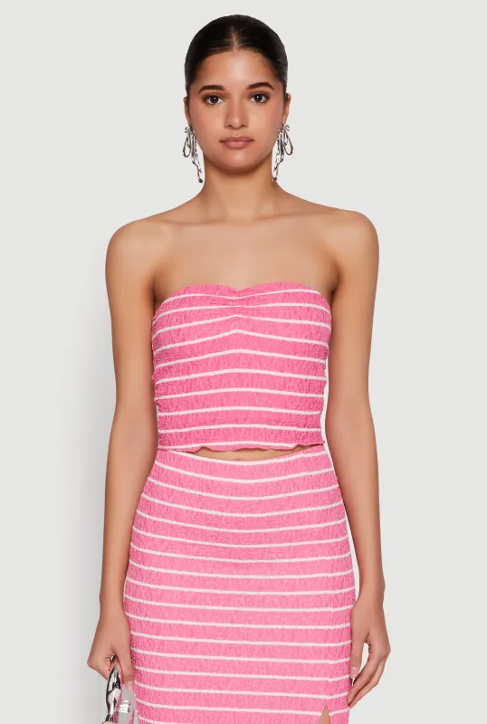 Almost Famous Striped Sweetheart Neckline Tube Top sold by Rainbow
