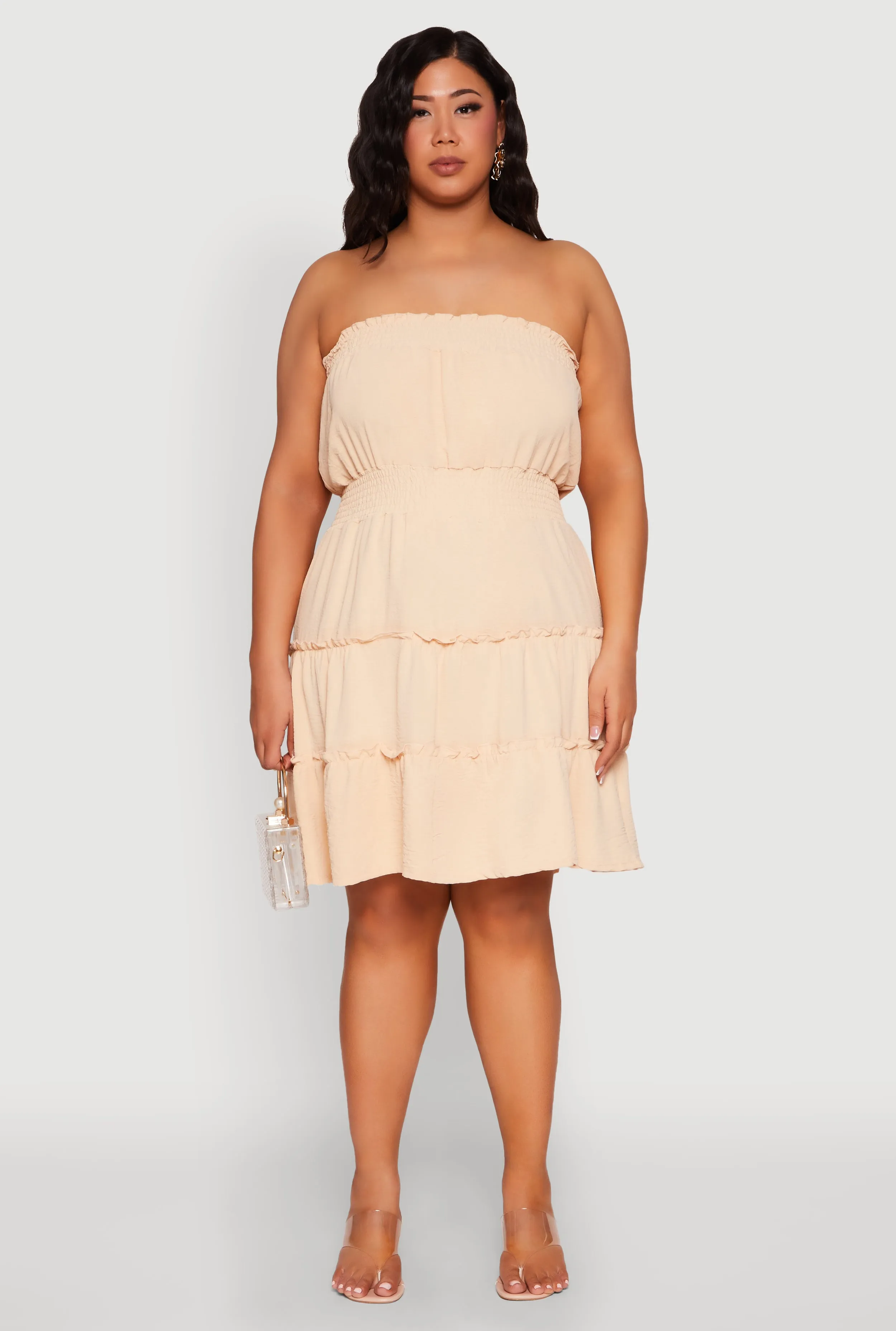 Plus Size Airy Strapless Smocked Tiered Dress sold by Rainbow product image thumbnail 2