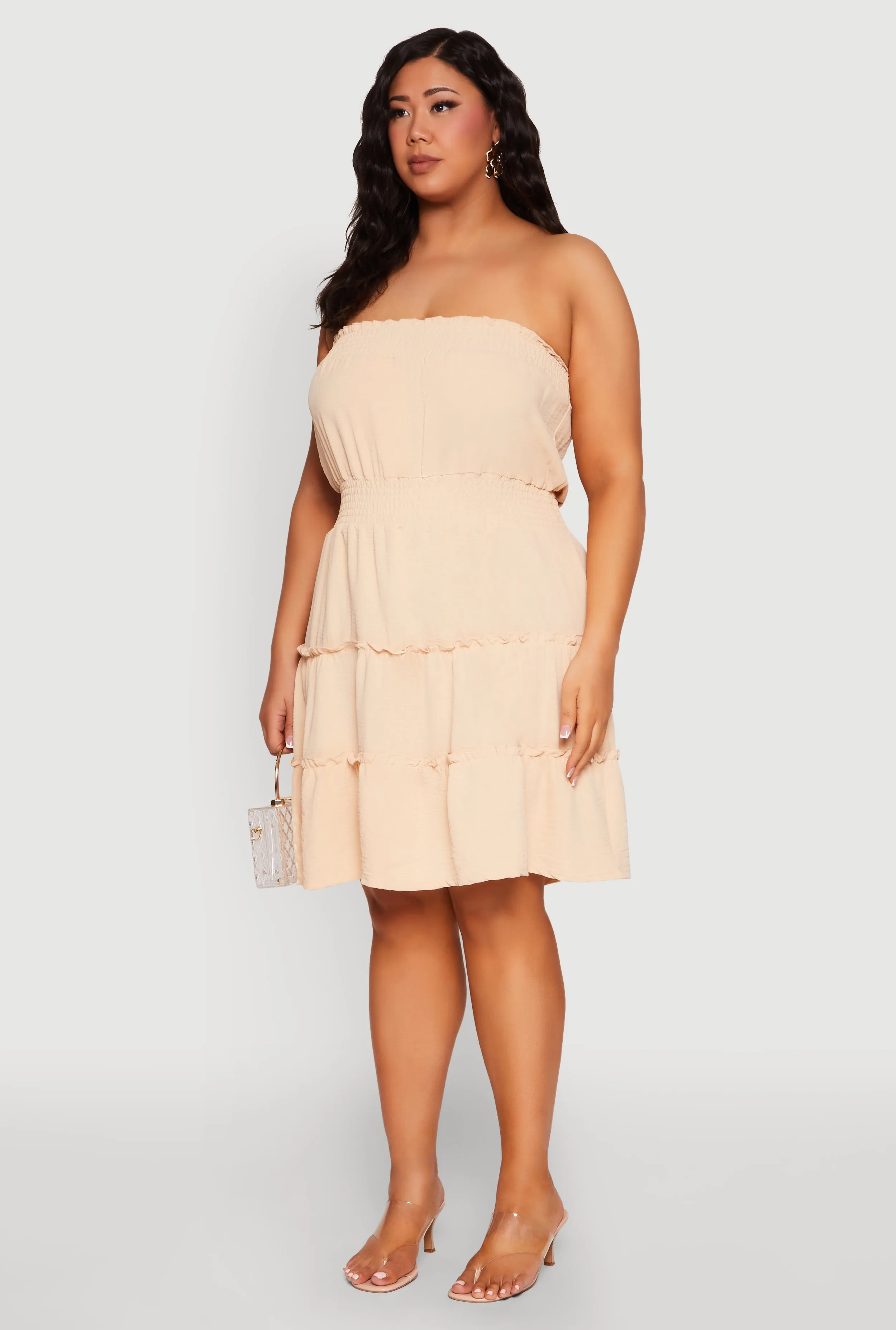 Plus Size Airy Strapless Smocked Tiered Dress sold by Rainbow product image thumbnail 3