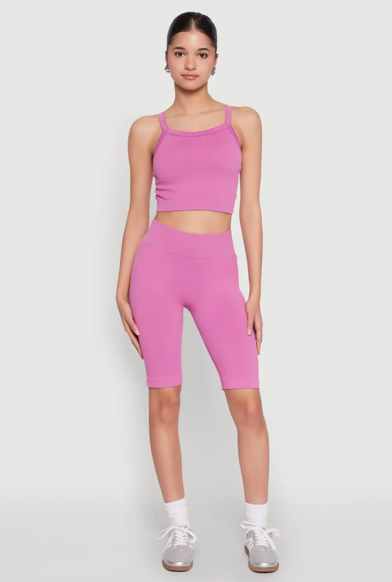 Ribbed Knit Seamless Bike Shorts sold by Rainbow