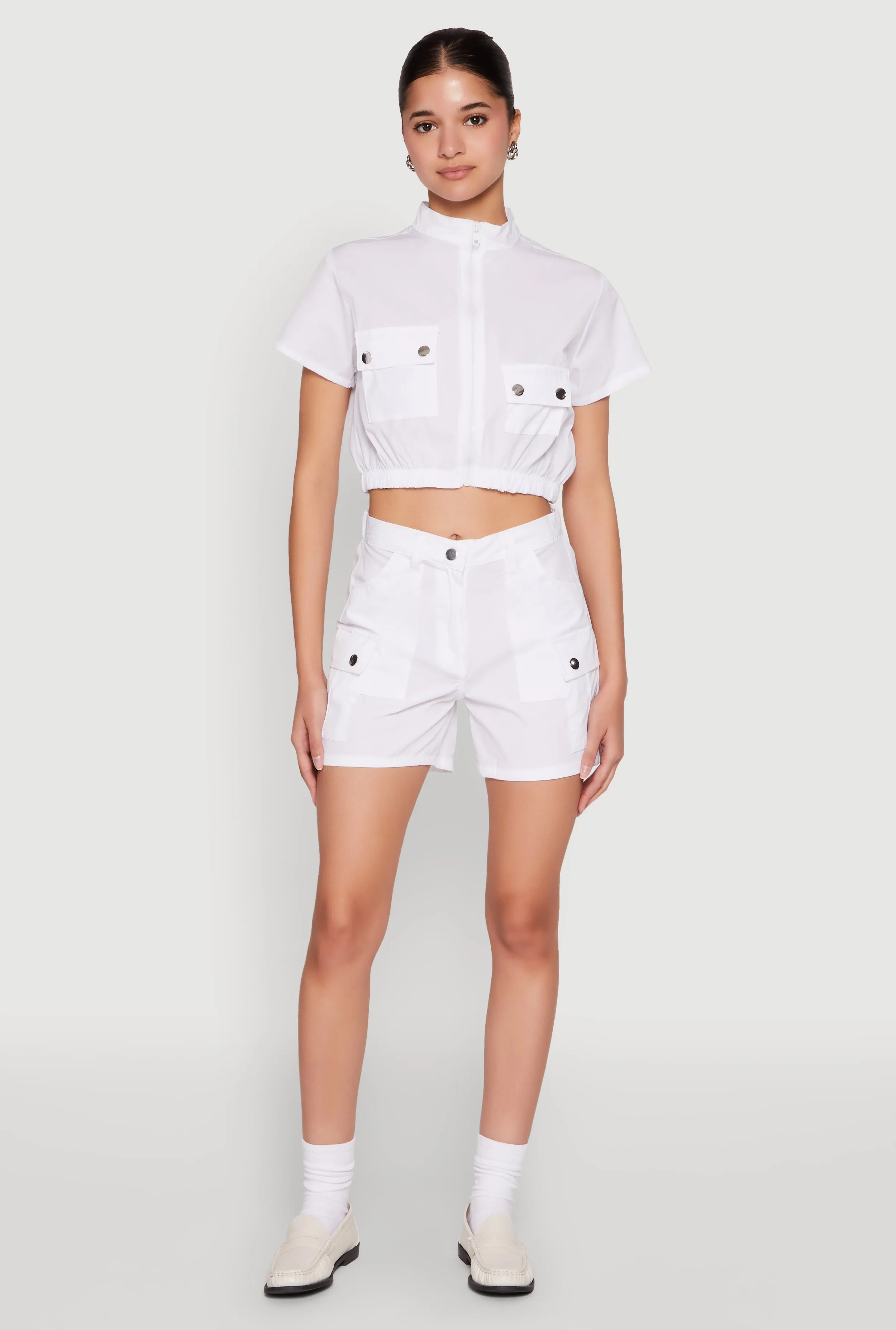 Mock Neck Cargo Pocket Crop Top sold by Rainbow product image thumbnail 3