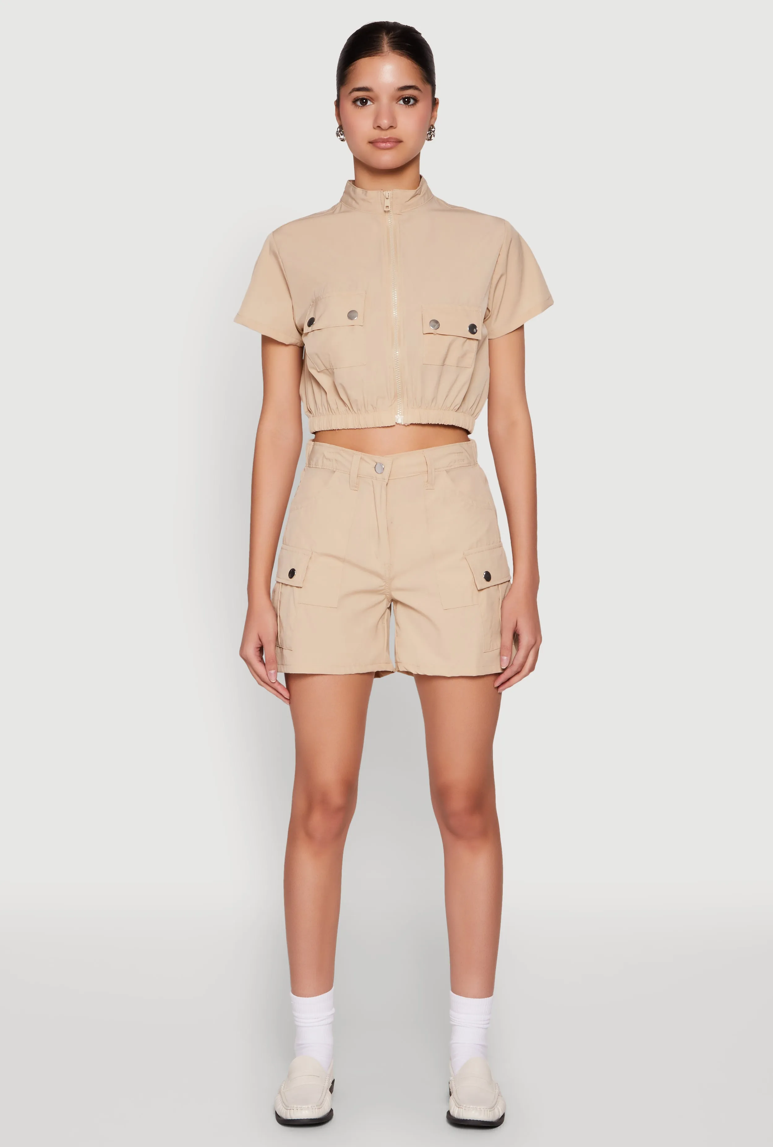 Mock Neck Cargo Pocket Crop Top sold by Rainbow product image thumbnail 2