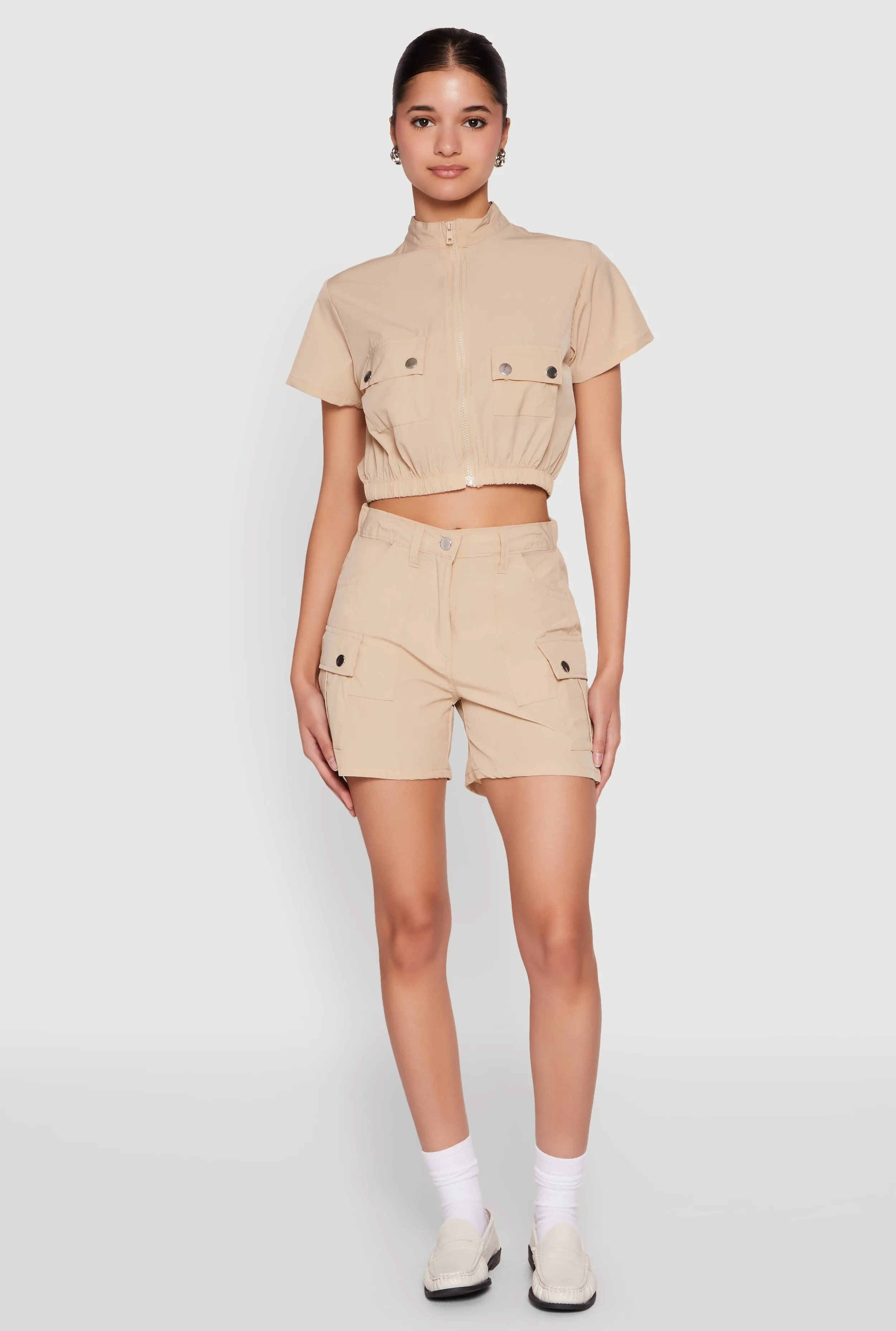 Mock Neck Cargo Pocket Crop Top sold by Rainbow product image thumbnail 3