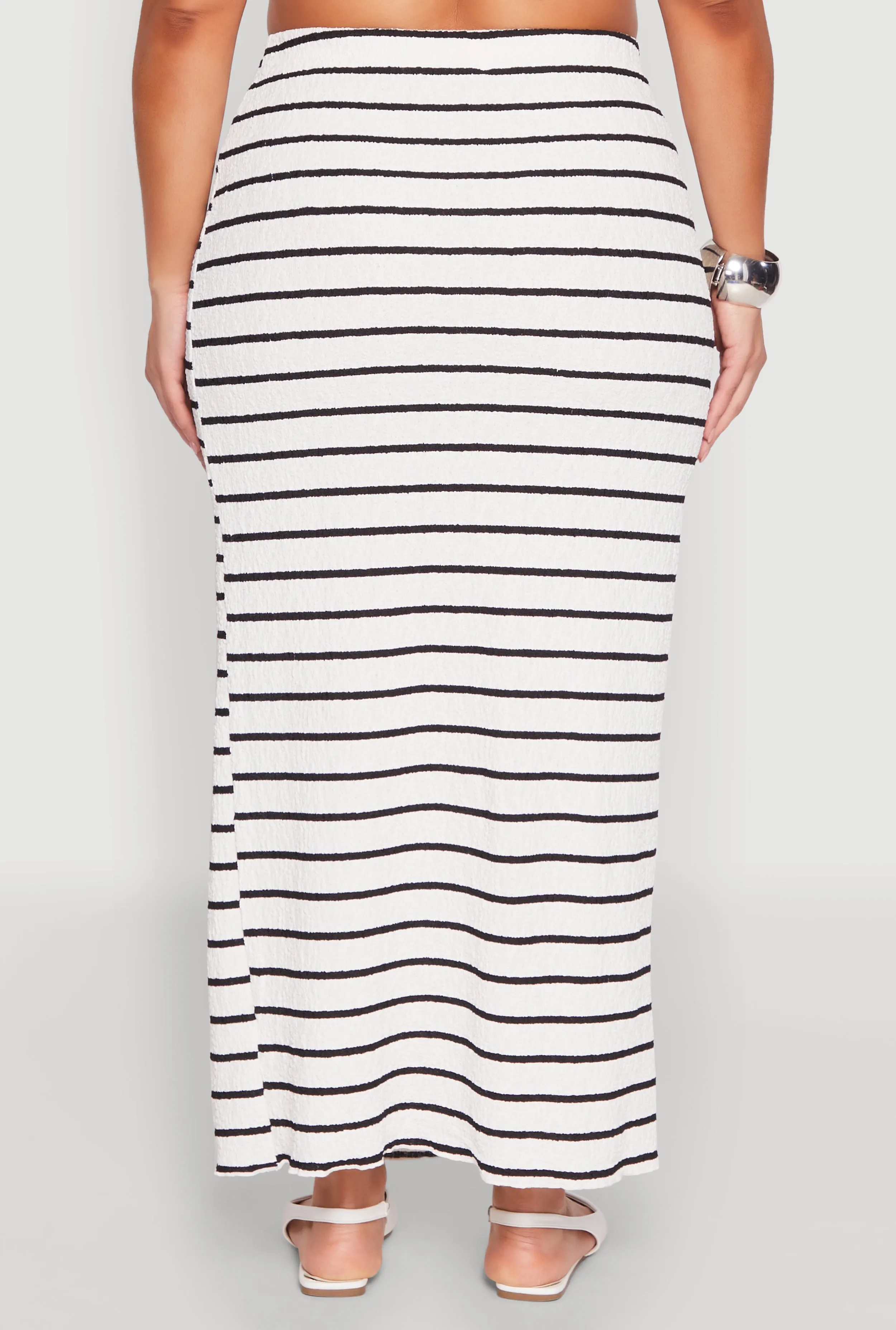 Plus Size Almost Famous Striped Textured Side Slit Maxi Skirt sold by Rainbow product image thumbnail 5