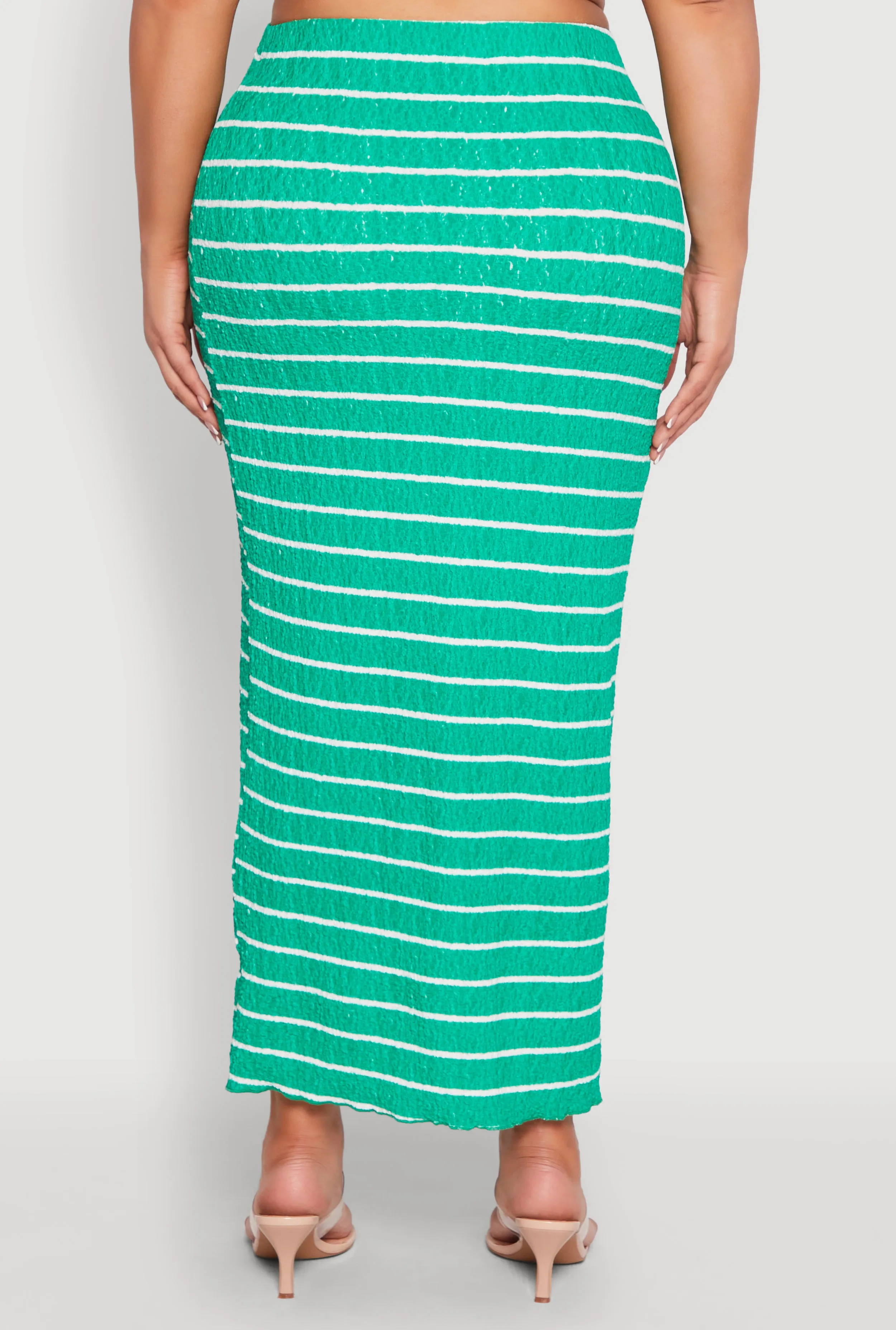 Plus Size Almost Famous Striped Textured Side Slit Maxi Skirt sold by Rainbow product image thumbnail 5