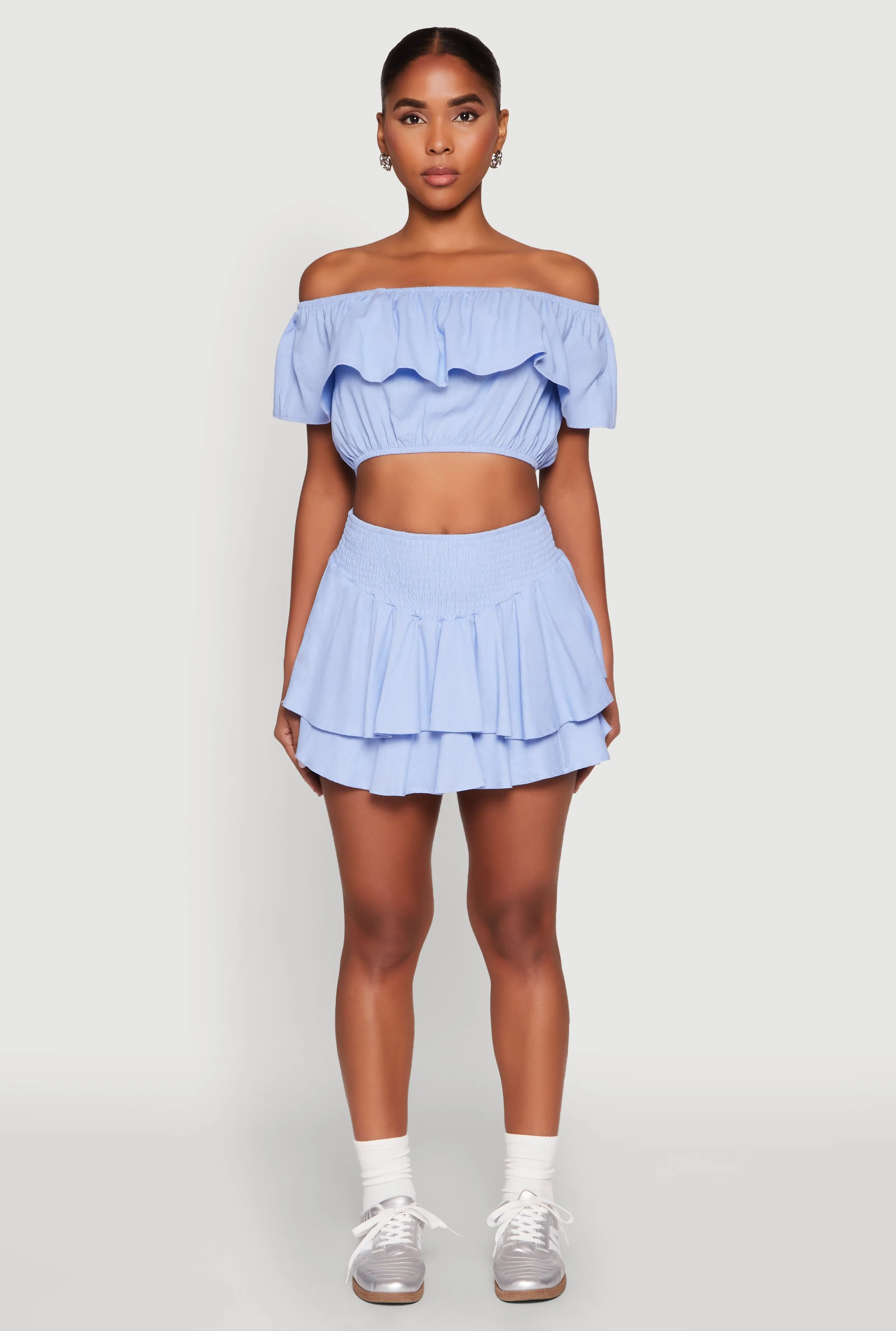 Almost Famous Smocked Waist Tiered Mini Skirt sold by Rainbow product image thumbnail 2
