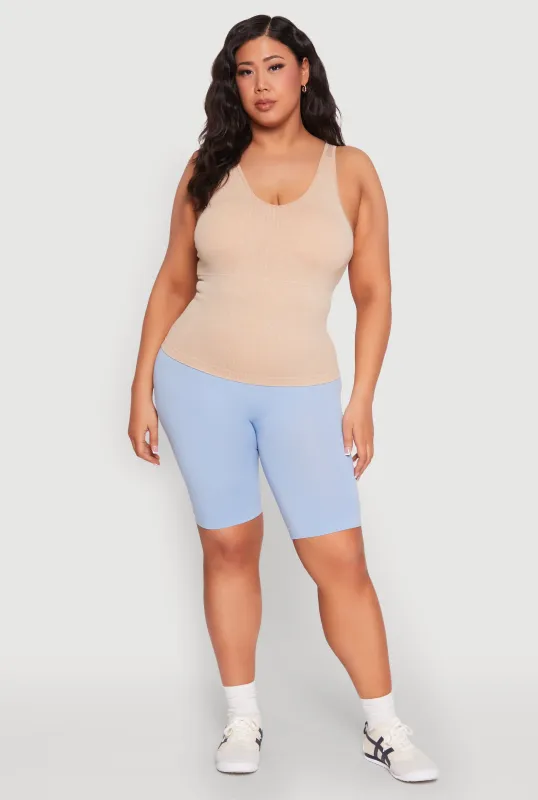 Plus Size Seamless Mineral Wash Shelf Bra Tank Top sold by Rainbow