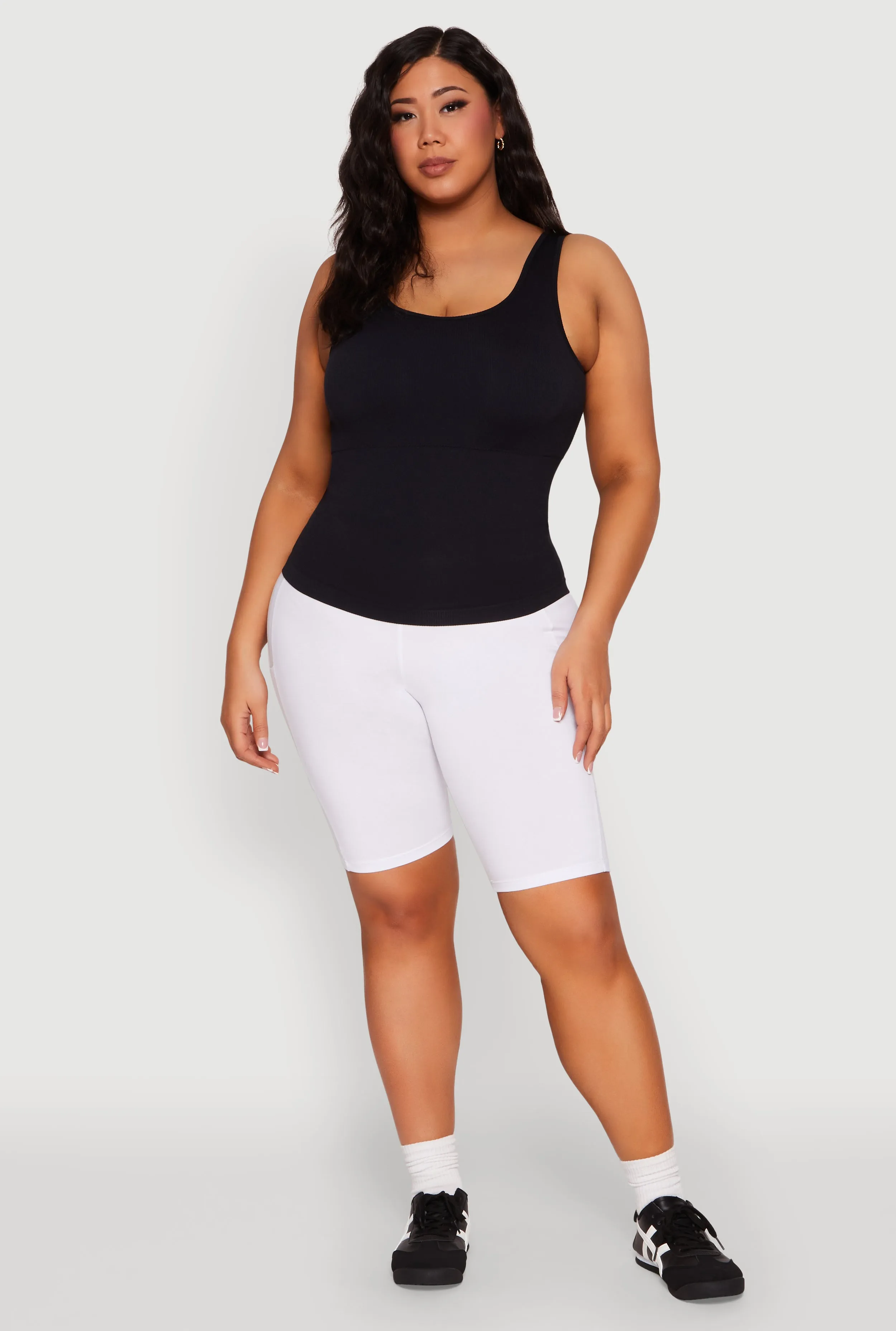 Plus Size Seamless Scoop Neck Shelf Bra Tank Top sold by Rainbow