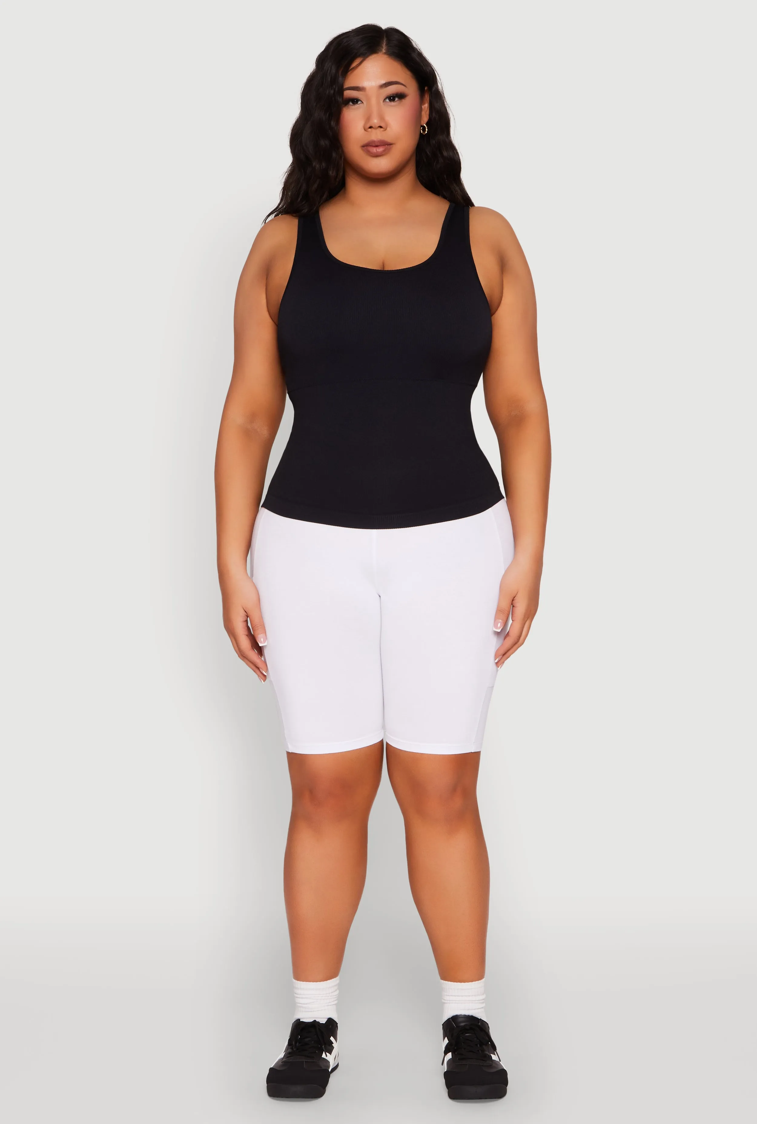 Plus Size Seamless Scoop Neck Shelf Bra Tank Top sold by Rainbow product image thumbnail 3