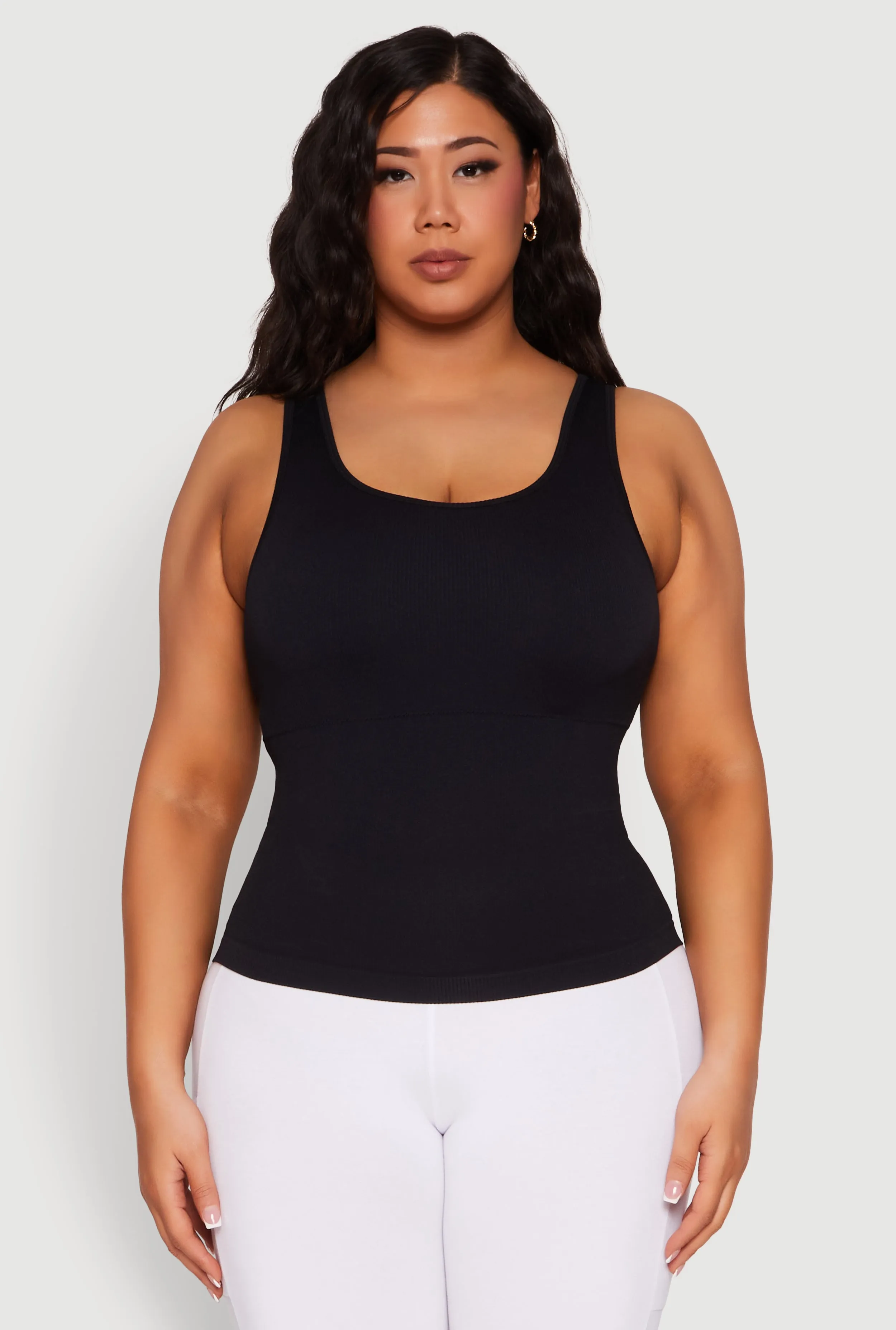 Plus Size Seamless Scoop Neck Shelf Bra Tank Top sold by Rainbow product image thumbnail 2