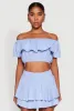 Almost Famous Ruffle Overlay Off the Shoulder Crop Top sold by Rainbow