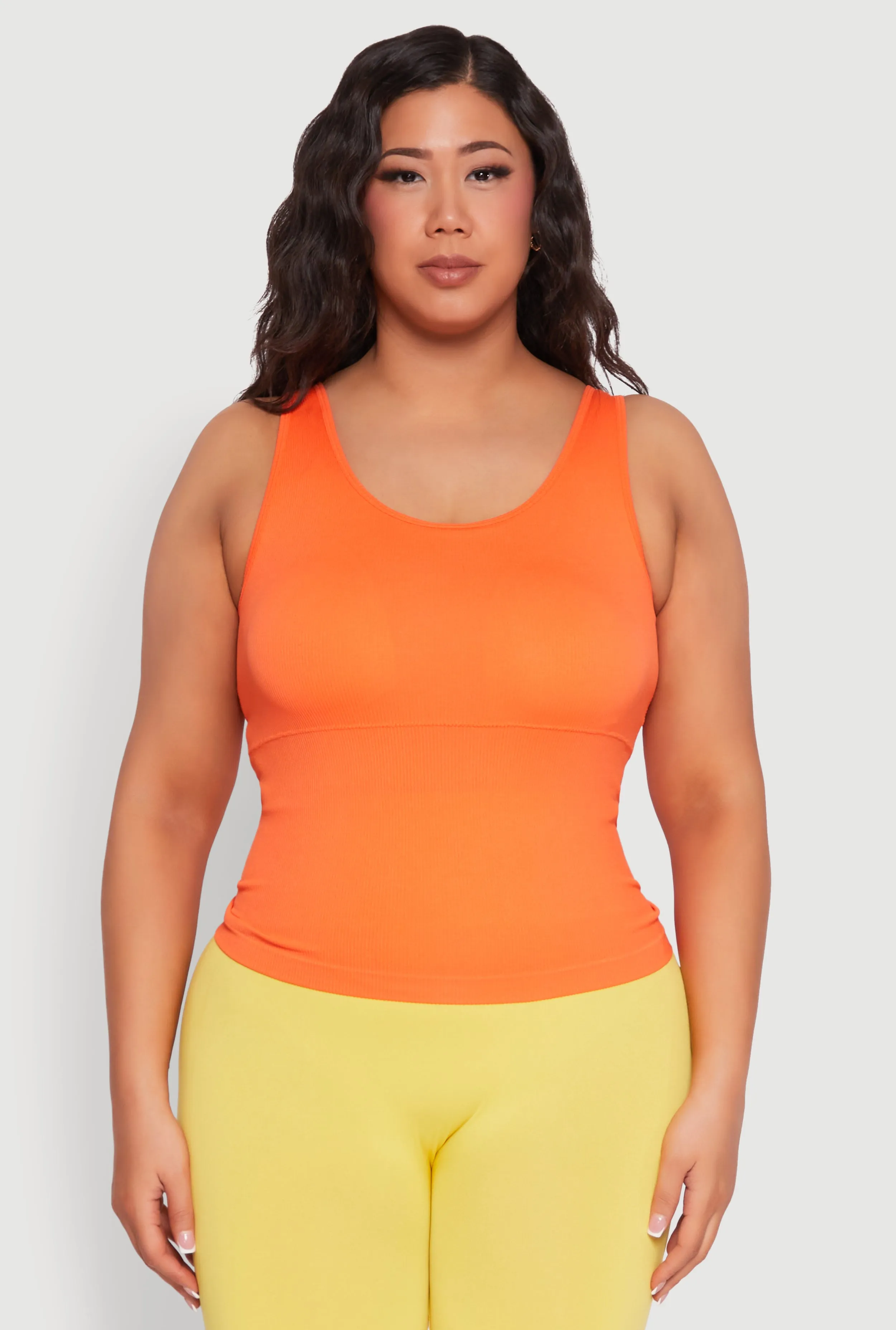 Plus Size Seamless Scoop Neck Shelf Bra Tank Top sold by Rainbow product image thumbnail 2