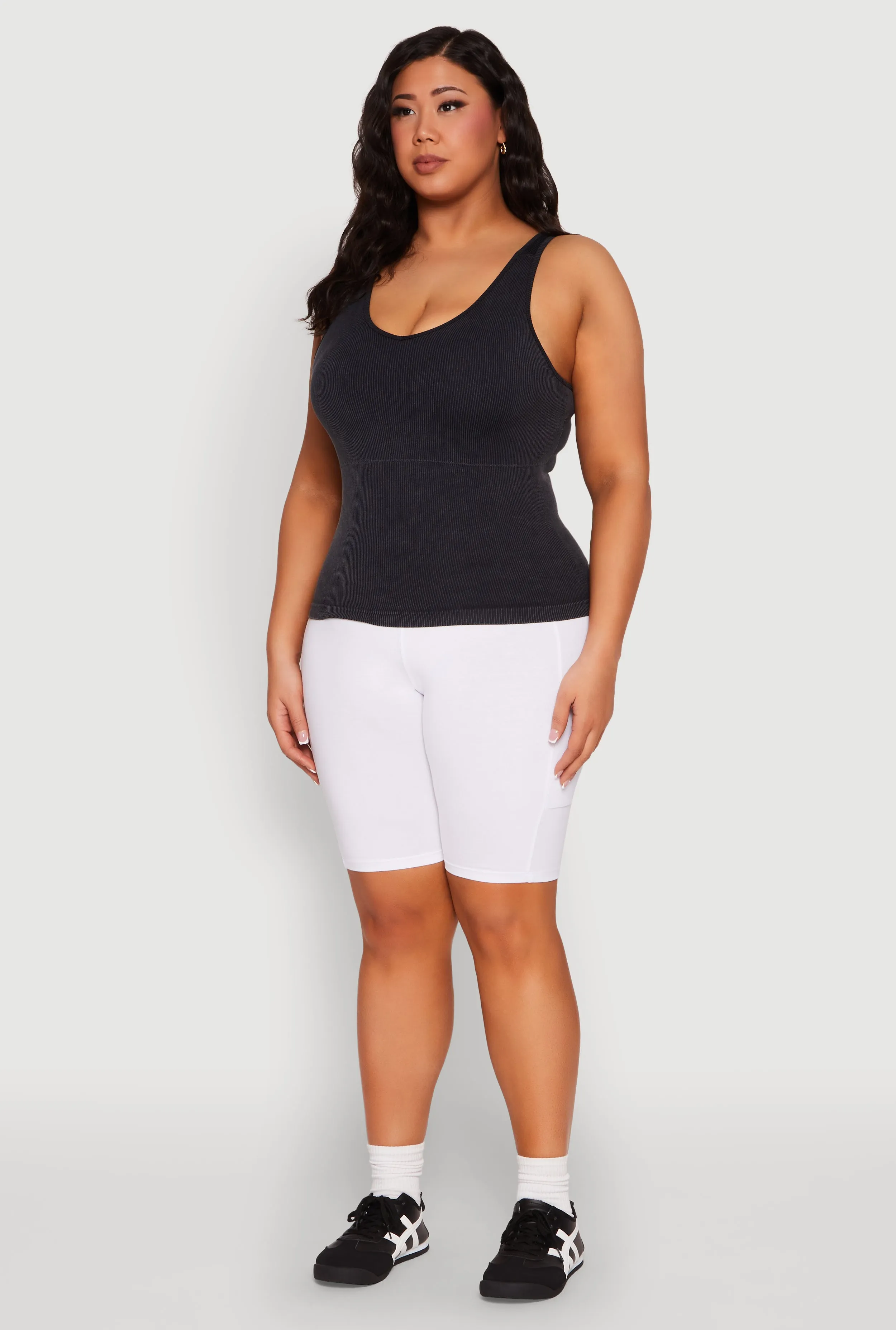 Plus Size Seamless Mineral Wash Shelf Bra Tank Top sold by Rainbow product image thumbnail 5