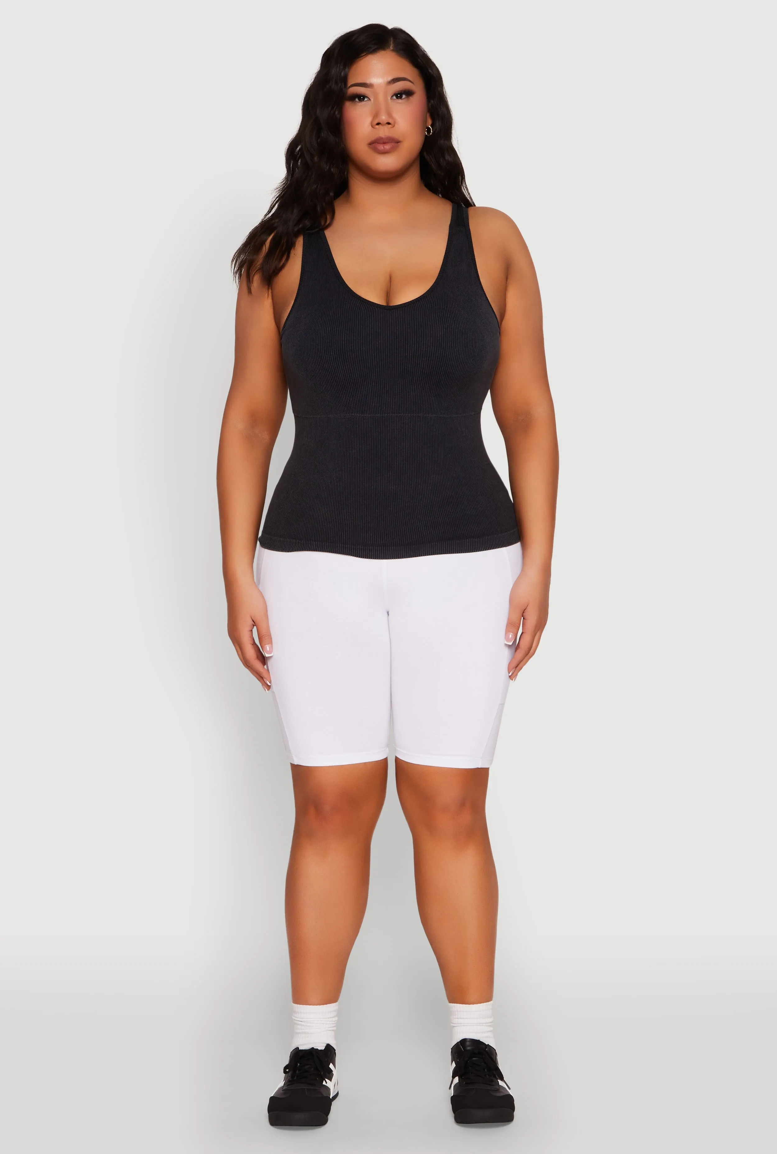 Plus Size Seamless Mineral Wash Shelf Bra Tank Top sold by Rainbow product image thumbnail 3