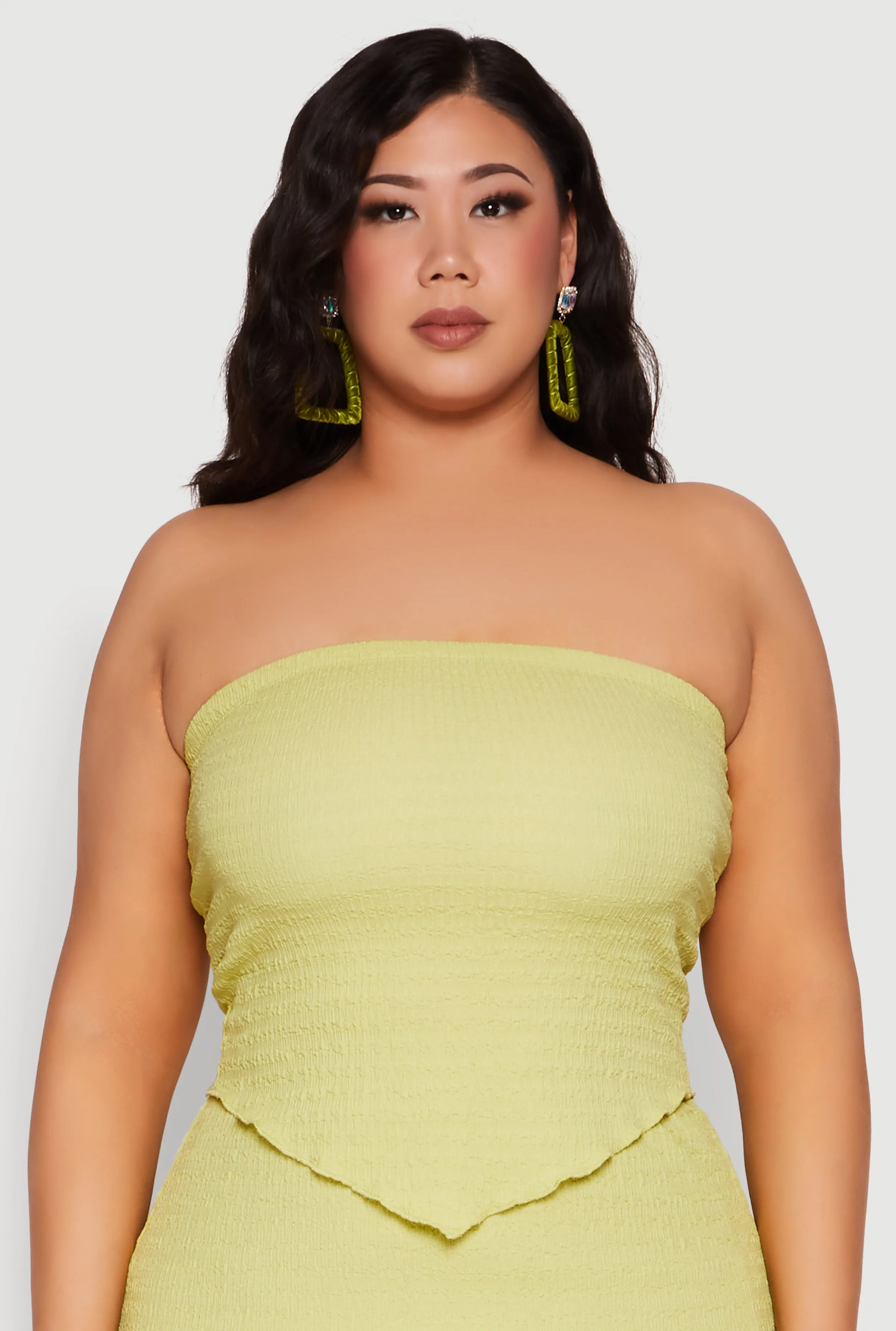 Plus Size Almost Famous Textured Hanky Hem Tube Top sold by Rainbow