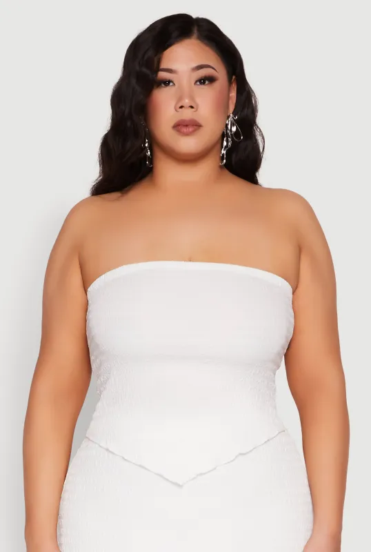 Plus Size Almost Famous Textured Hanky Hem Tube Top sold by Rainbow