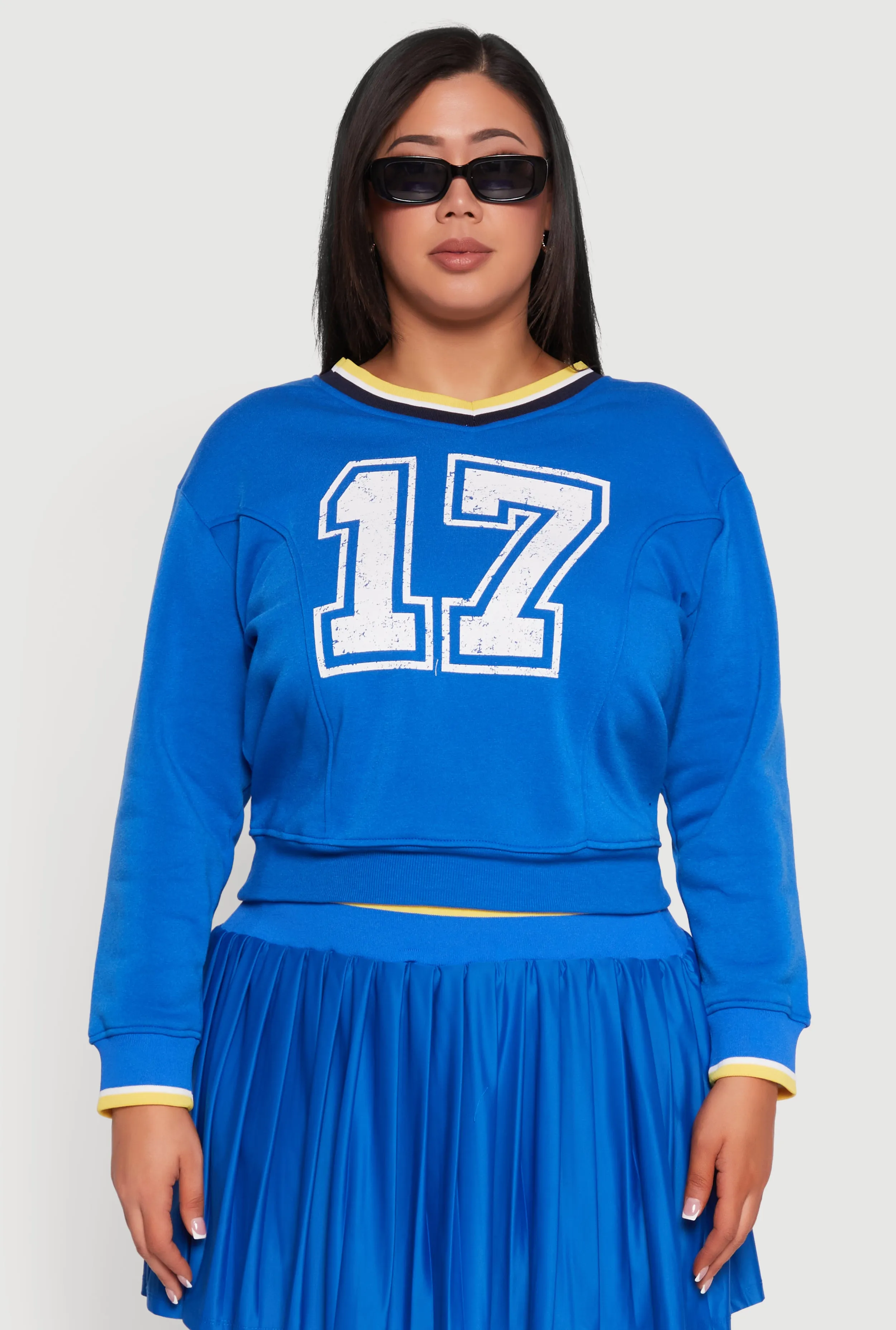 Plus Size Varsity Stripe Printed Pattern Sweatshirt sold by Rainbow