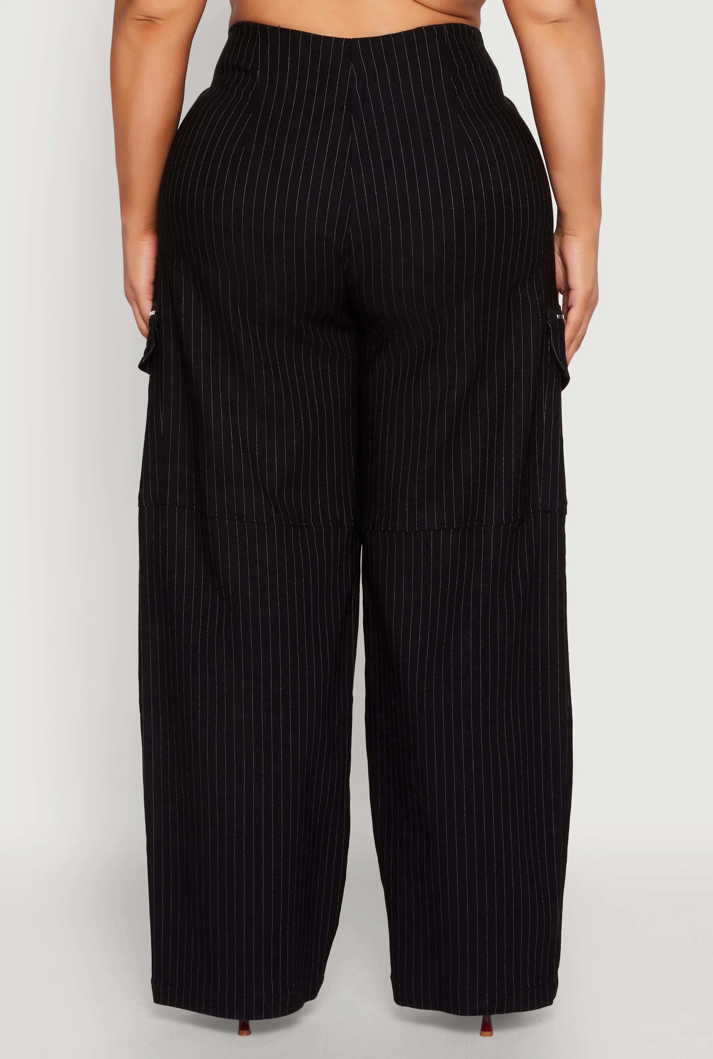 Plus Size Pinstripe Zip Cargo Dress Pants sold by Rainbow product image thumbnail 5