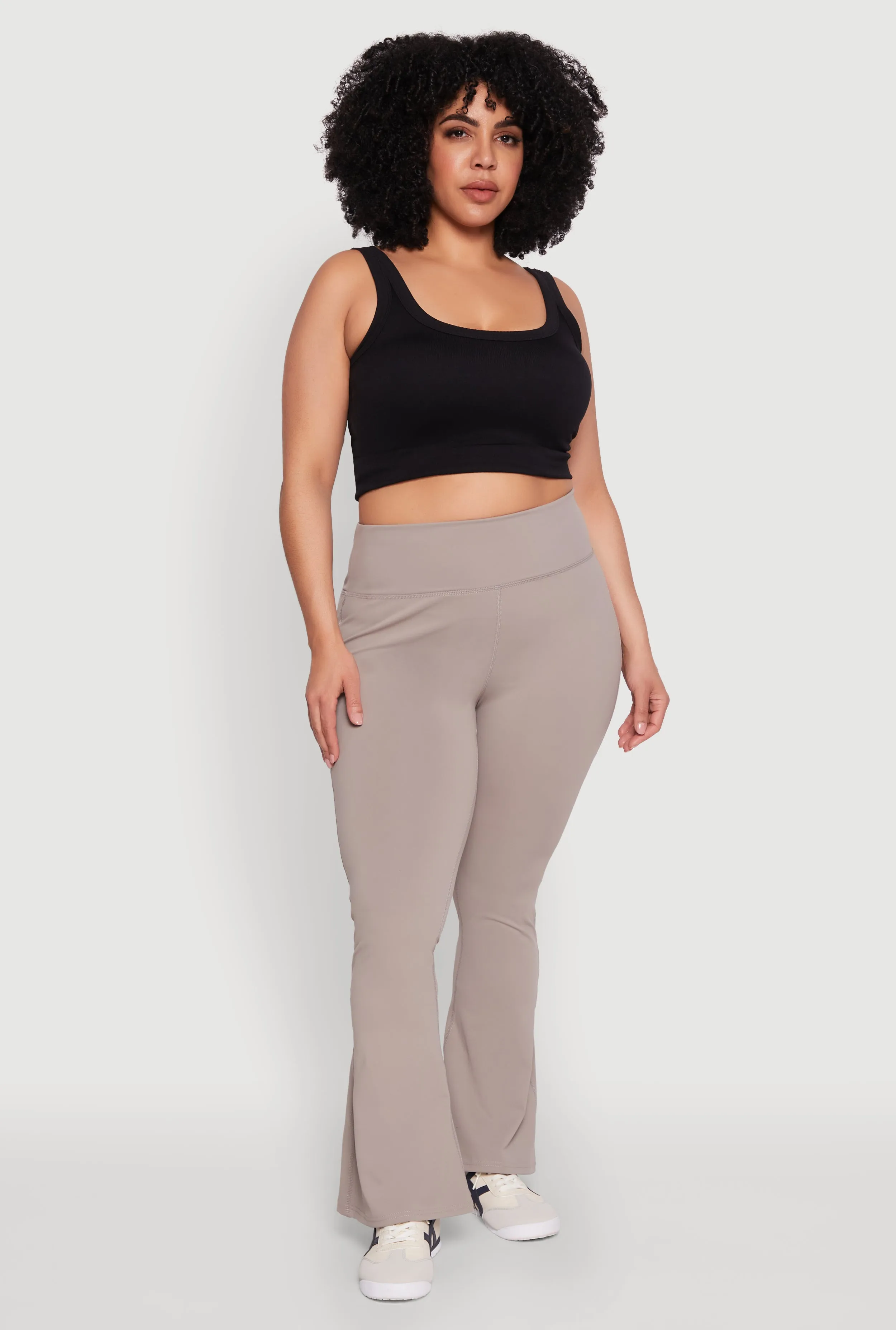 Plus Size Snatched High Waisted Flared Active Pants sold by Rainbow