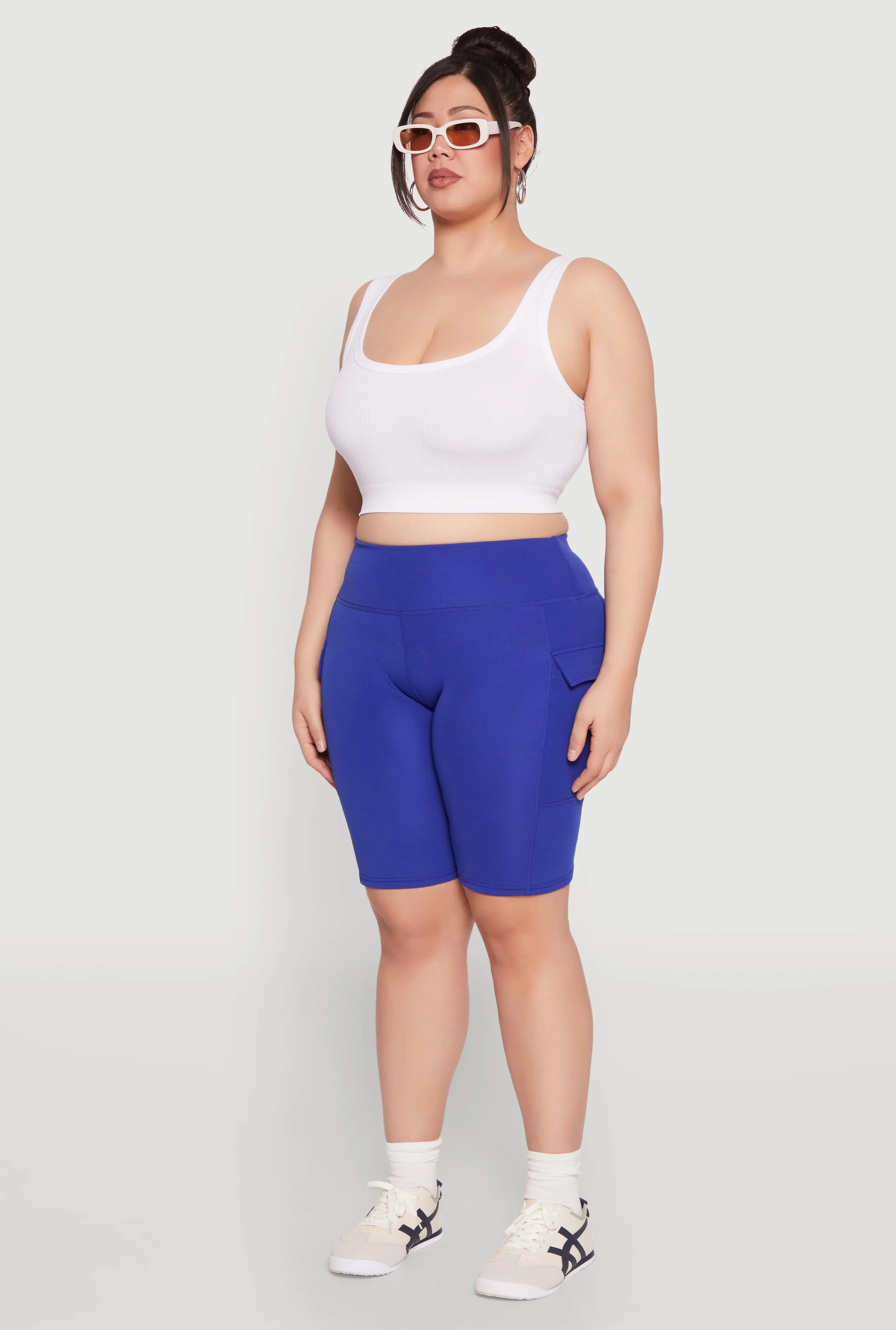 Plus Size High Waisted Cargo Pocket Biker Shorts sold by Rainbow product image thumbnail 3