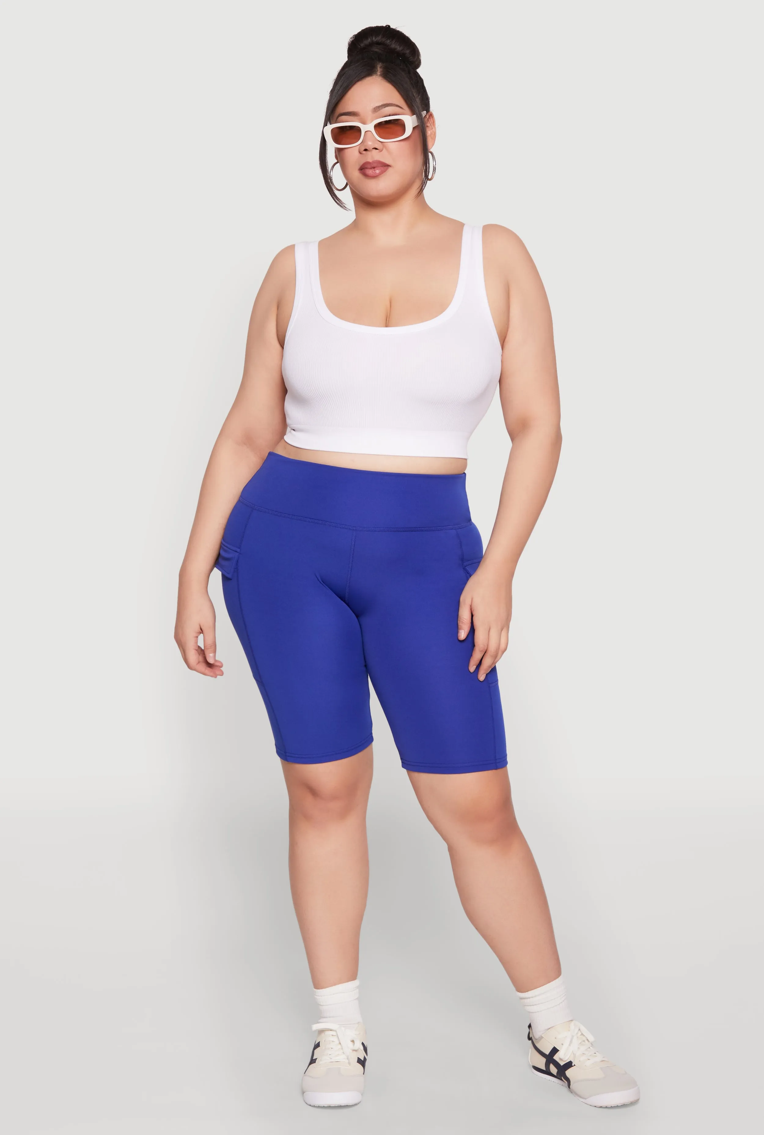 Plus Size High Waisted Cargo Pocket Biker Shorts sold by Rainbow