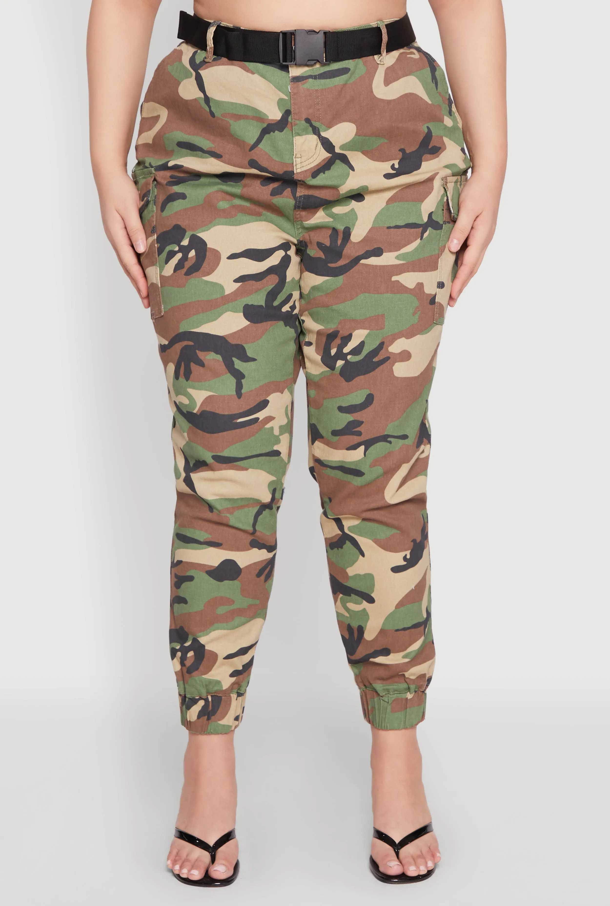 Plus Size Almost Famous Belted Camouflage Cargo Joggers sold by Rainbow product image thumbnail 5