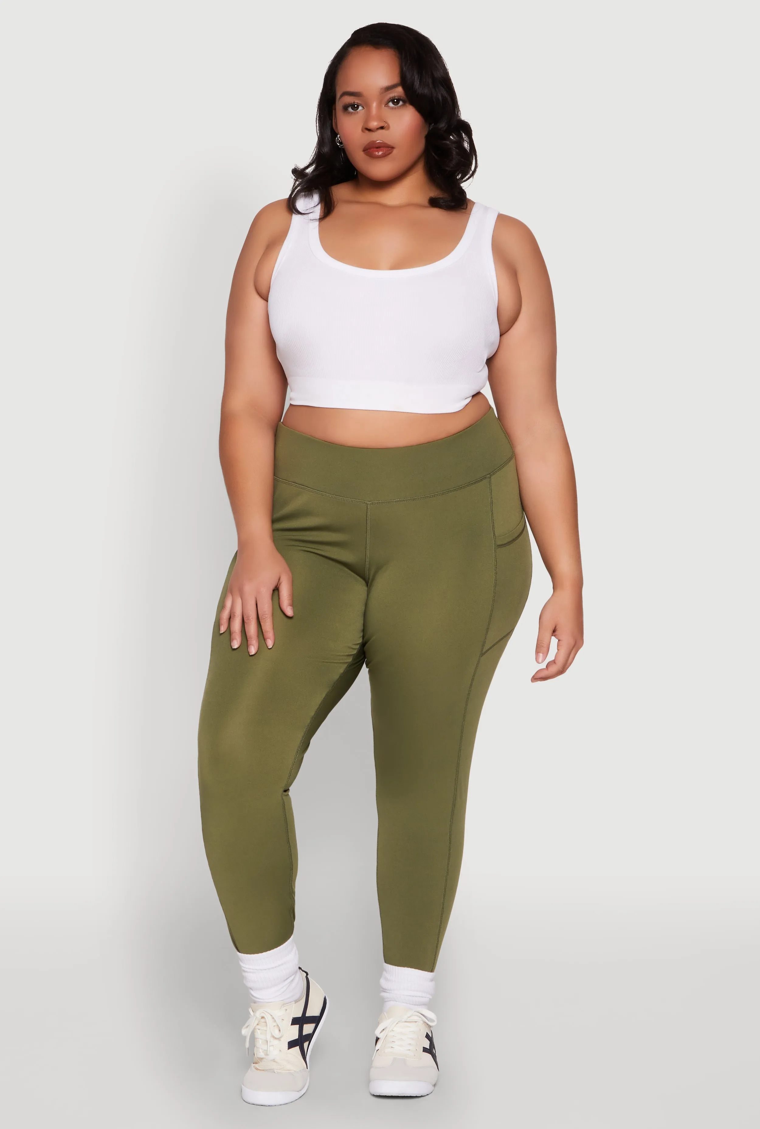 Plus Size High Waisted Cell Phone Pocket Leggings sold by Rainbow