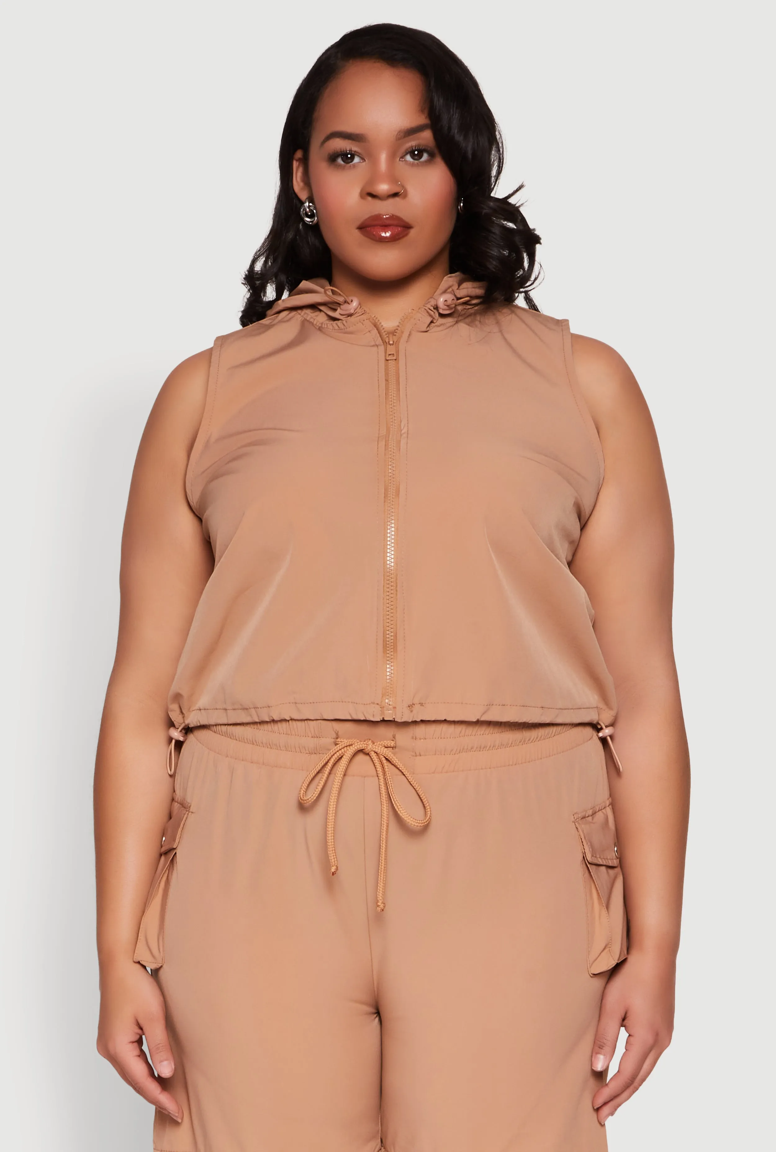 Plus Size Toggle Drawstring Hem Crop Top sold by Rainbow
