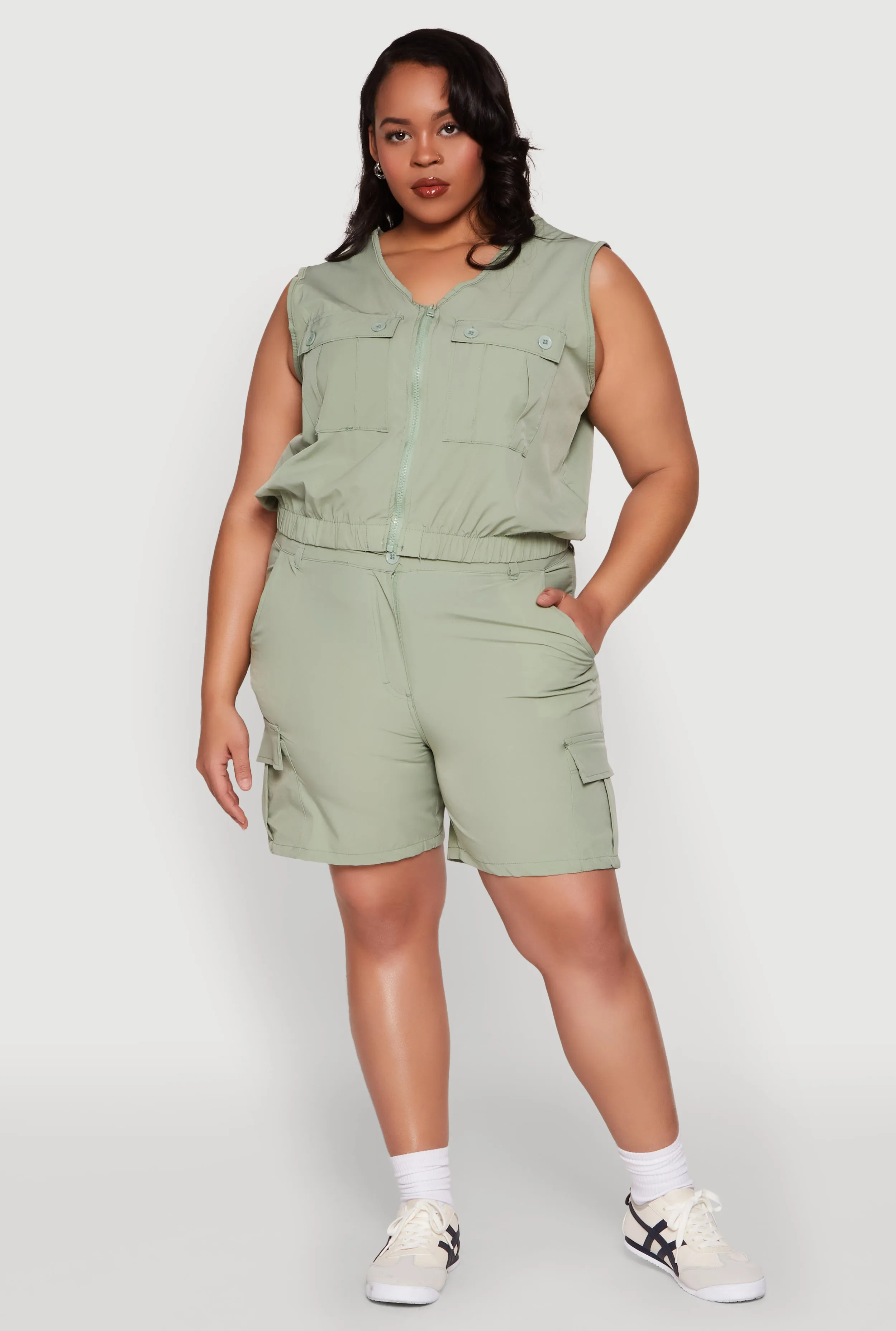 Plus Size Zip Front Cargo Pocket Top sold by Rainbow product image thumbnail 2