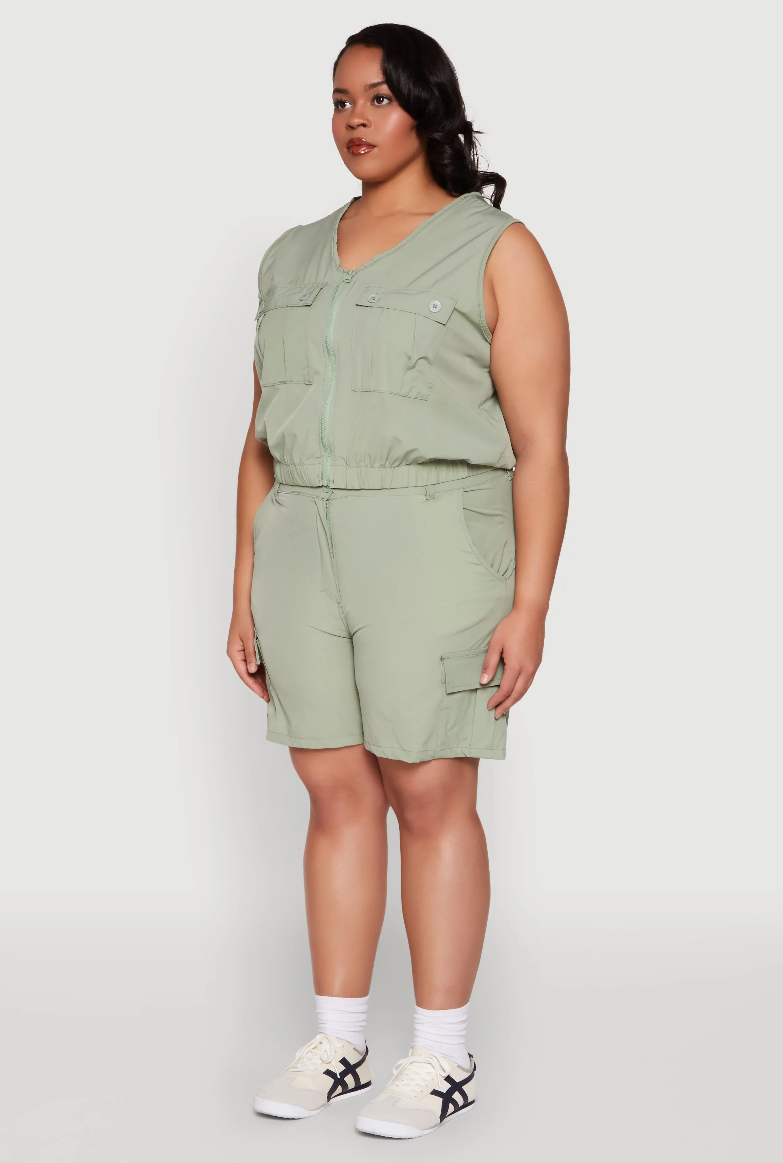 Plus Size Zip Front Cargo Pocket Top sold by Rainbow product image thumbnail 5