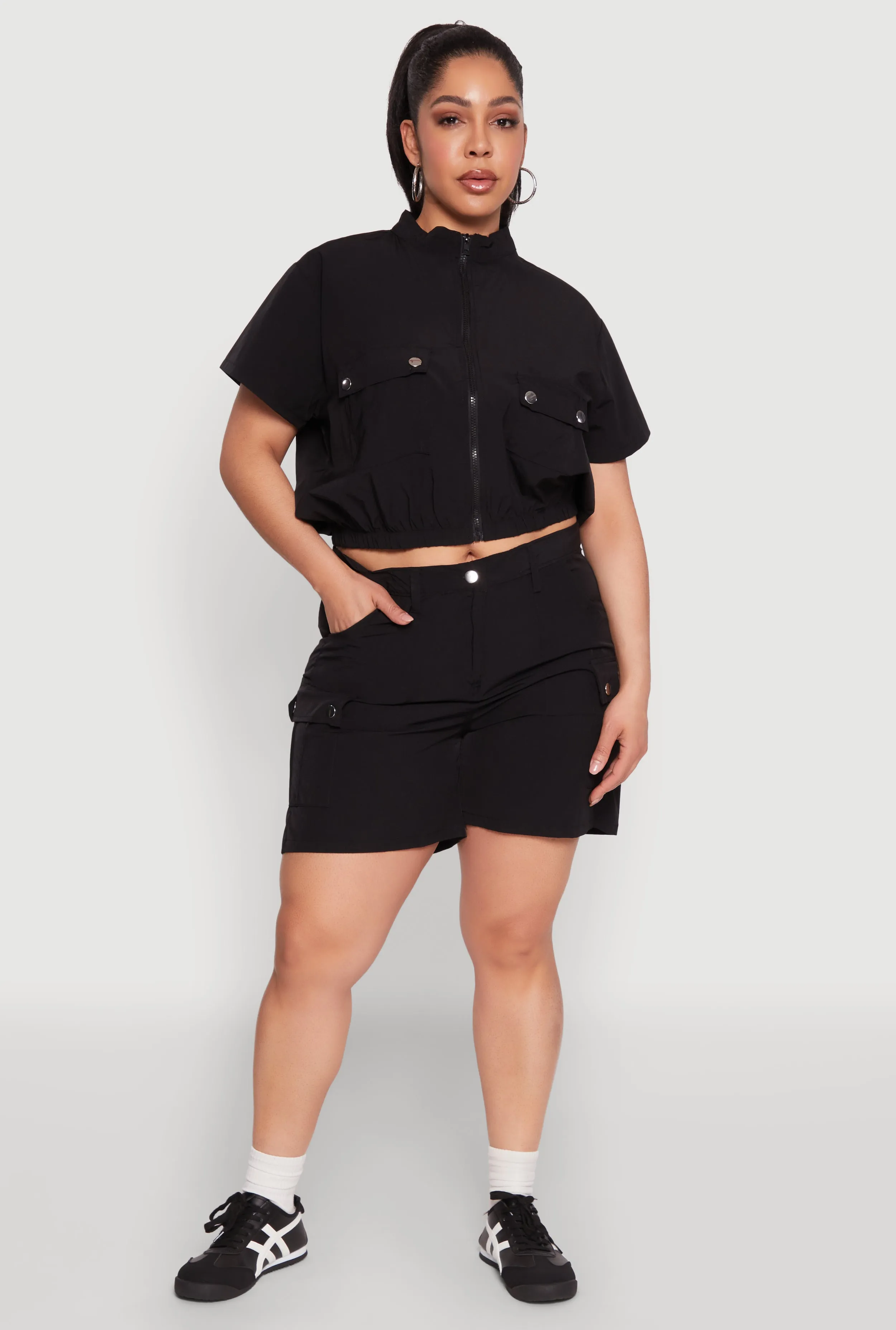 Plus Size High Waisted Cargo Pocket Shorts sold by Rainbow