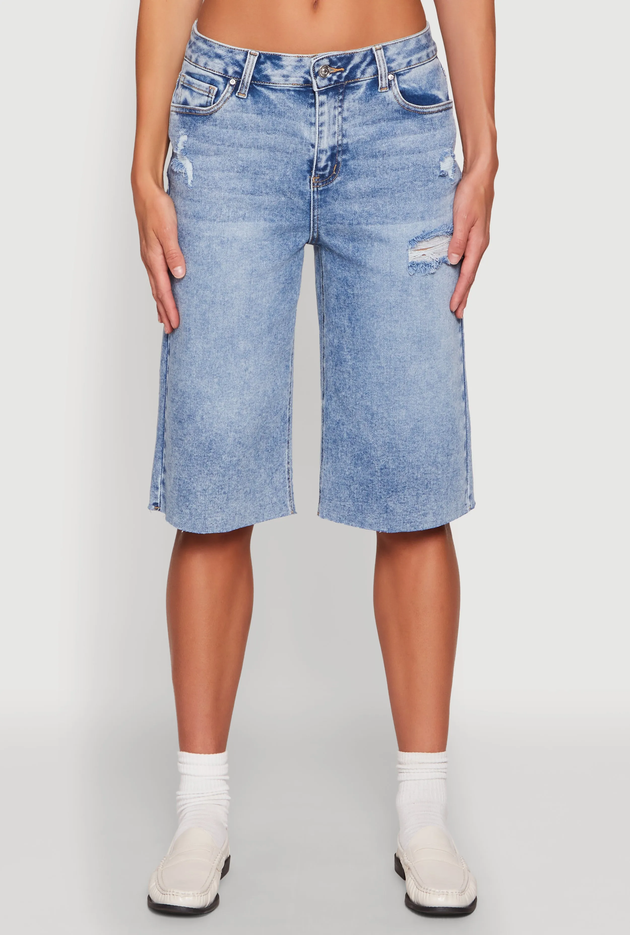 WAX Distressed Raw Hem Jorts sold by Rainbow product image thumbnail 5