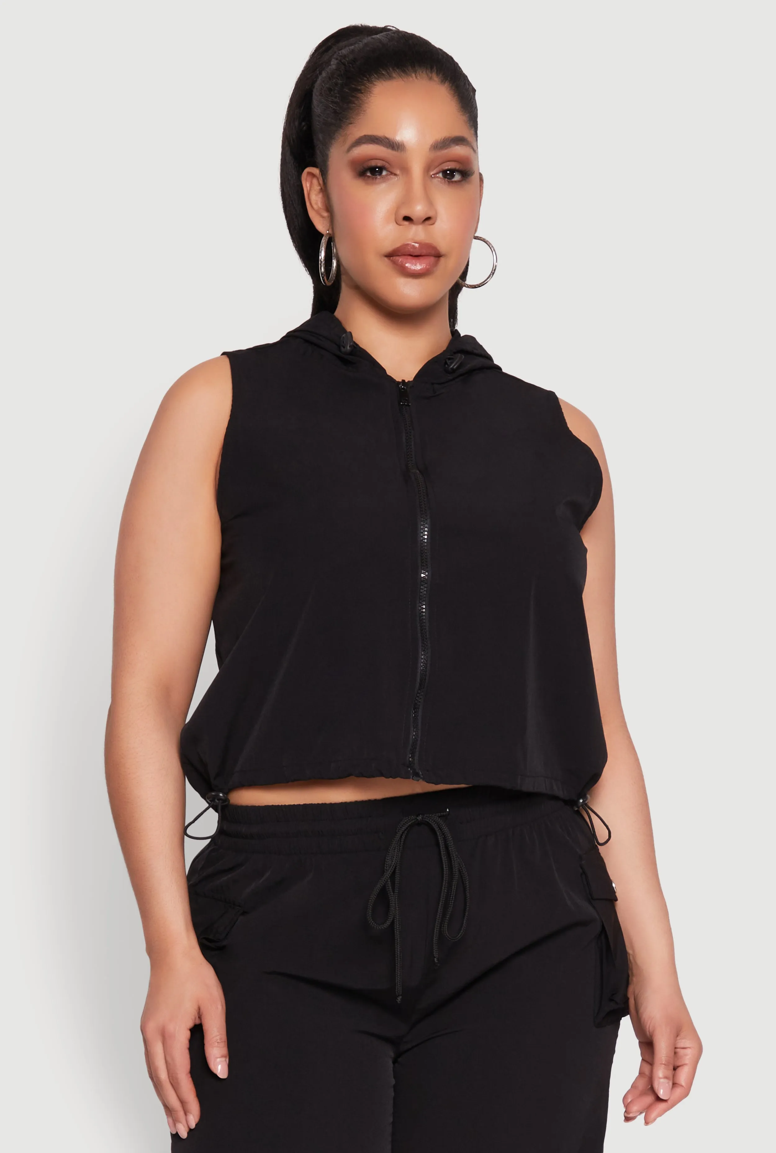 Plus Size Toggle Drawstring Hem Crop Top sold by Rainbow