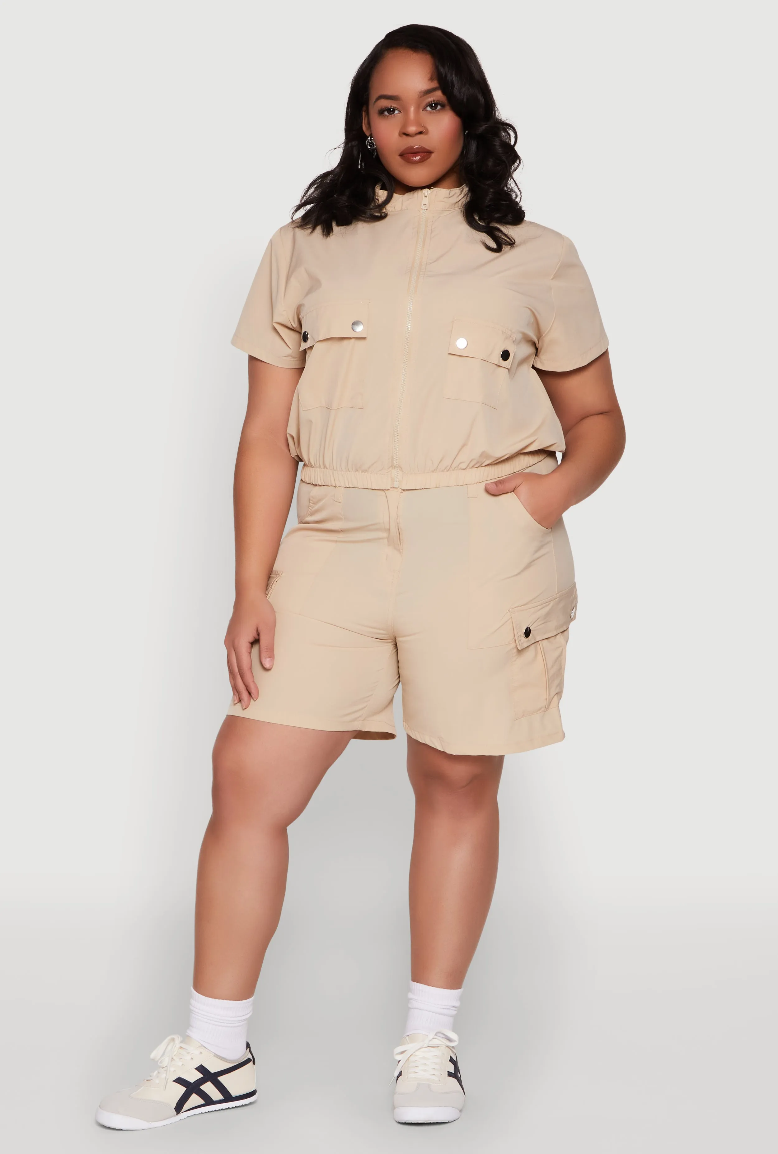 Plus Size High Waisted Cargo Pocket Shorts sold by Rainbow