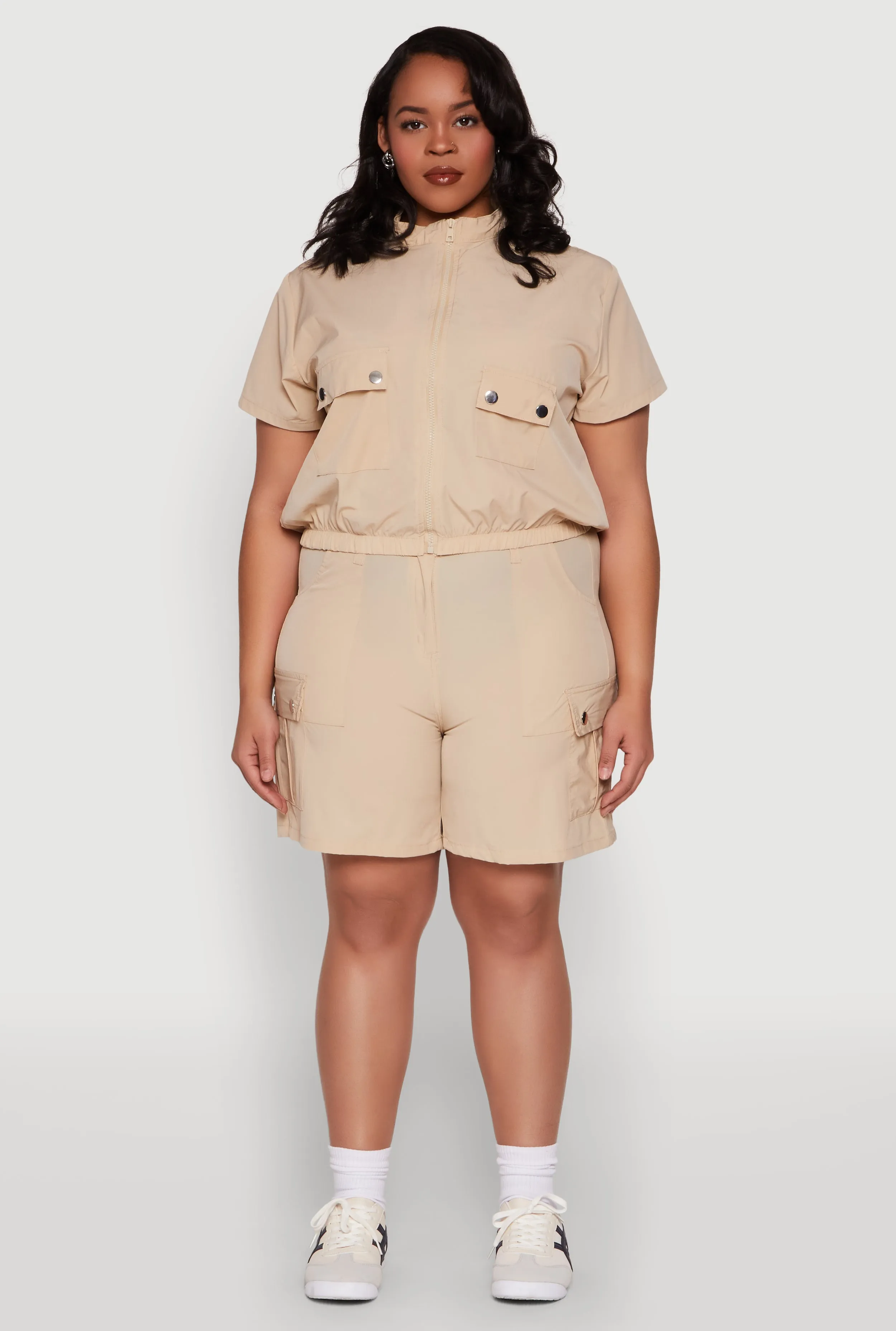 Plus Size High Waisted Cargo Pocket Shorts sold by Rainbow product image thumbnail 2