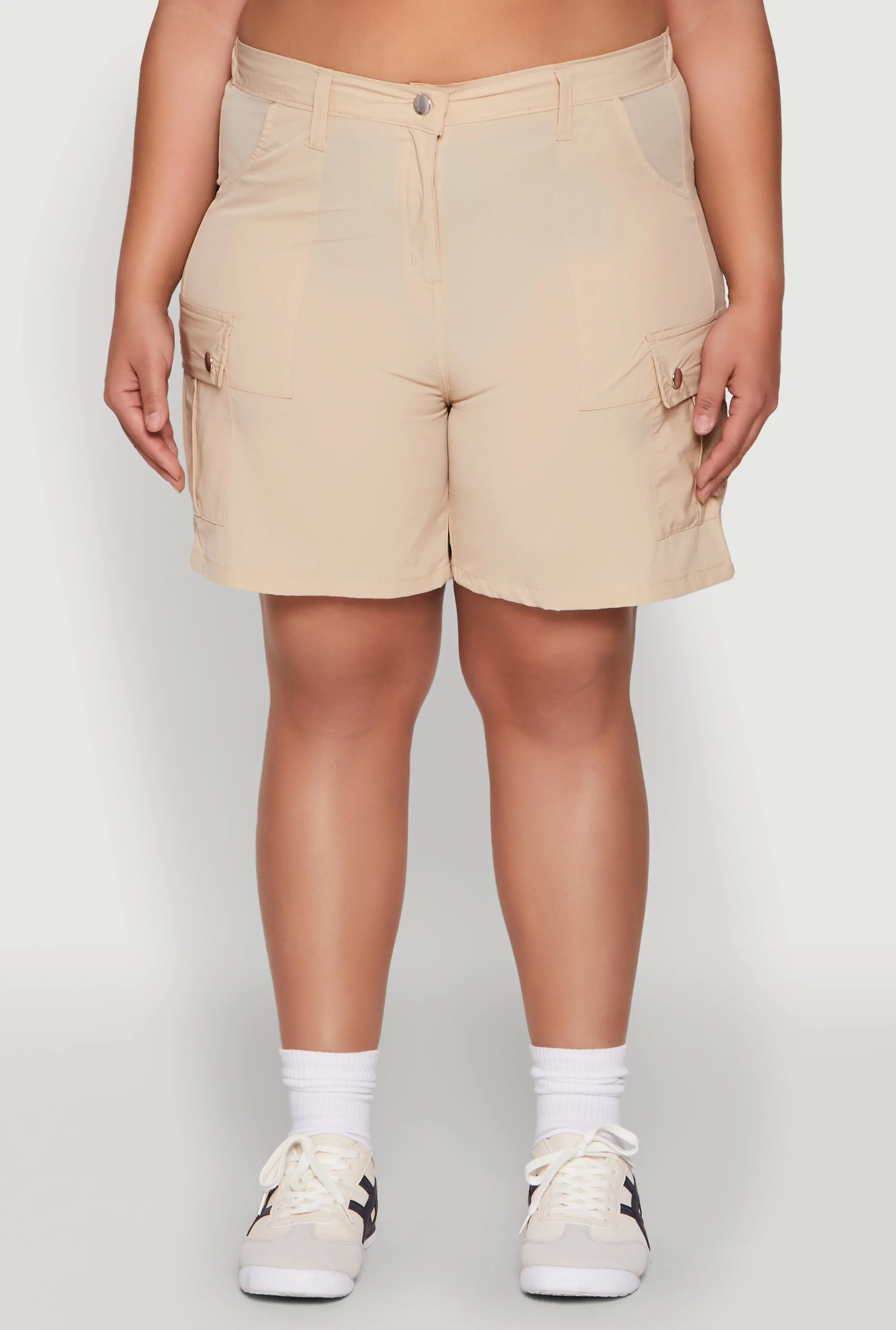 Plus Size High Waisted Cargo Pocket Shorts sold by Rainbow product image thumbnail 3