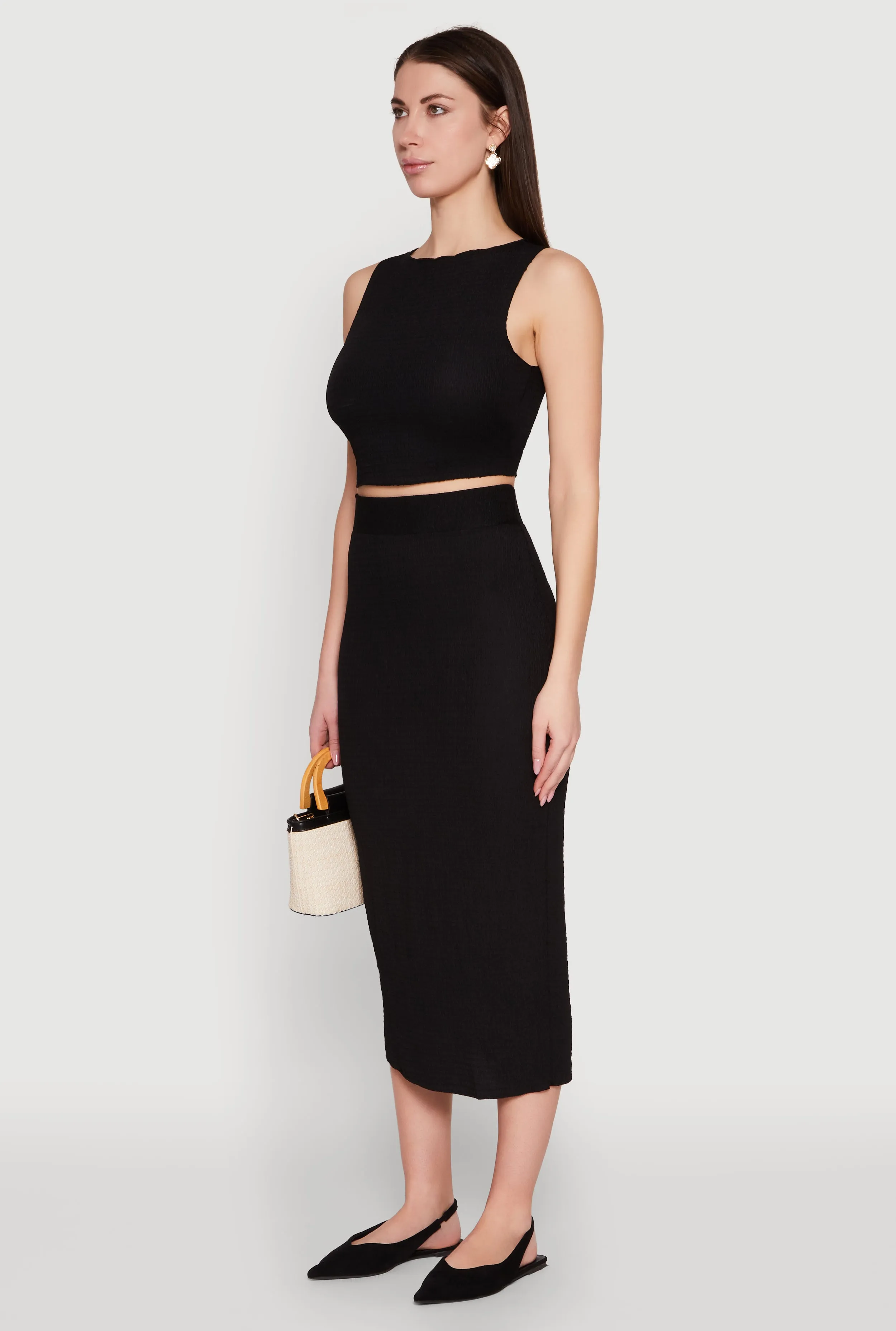 Sleeveless Textured Knit Crop Top sold by Rainbow product image thumbnail 5