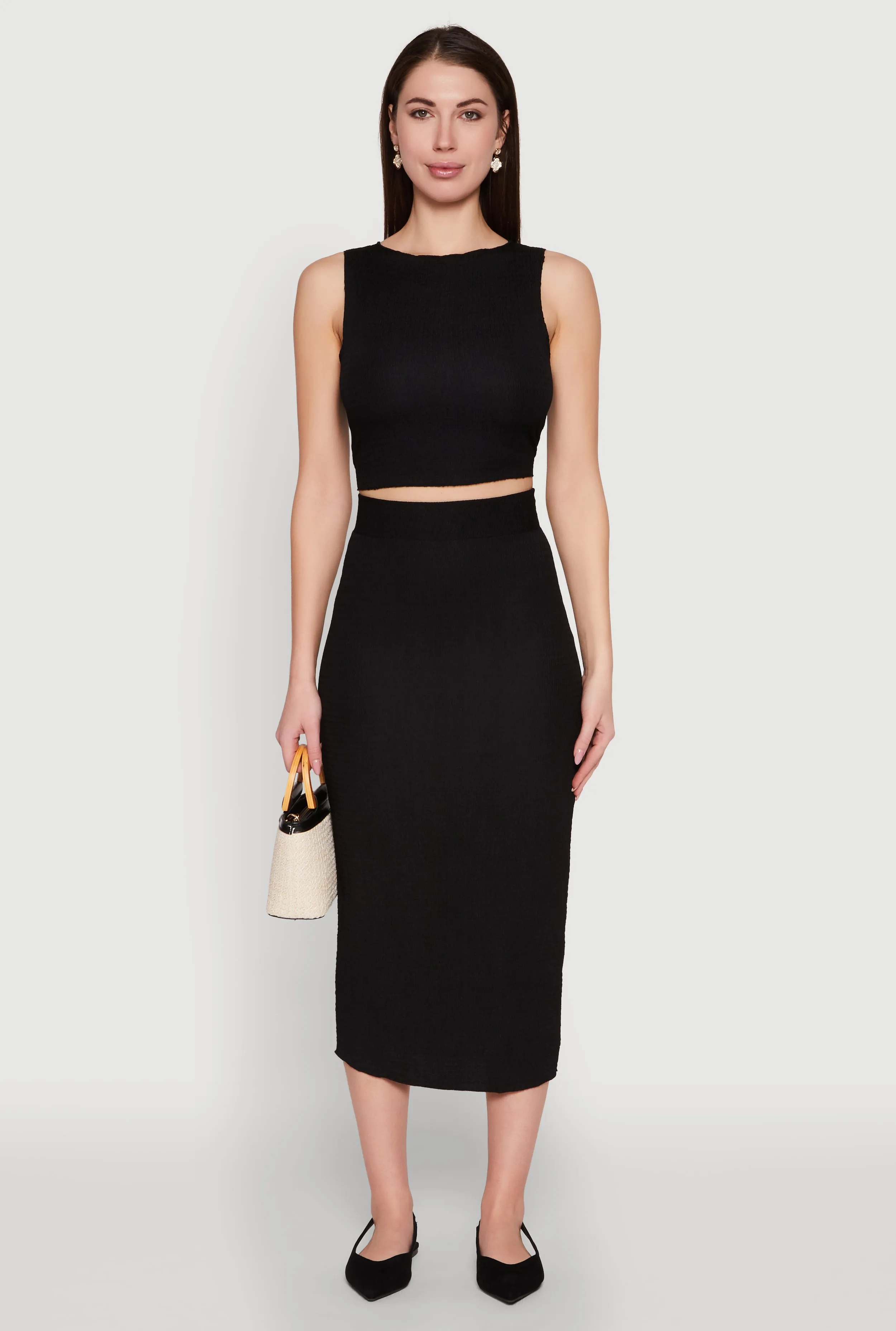 Sleeveless Textured Knit Crop Top sold by Rainbow product image thumbnail 3