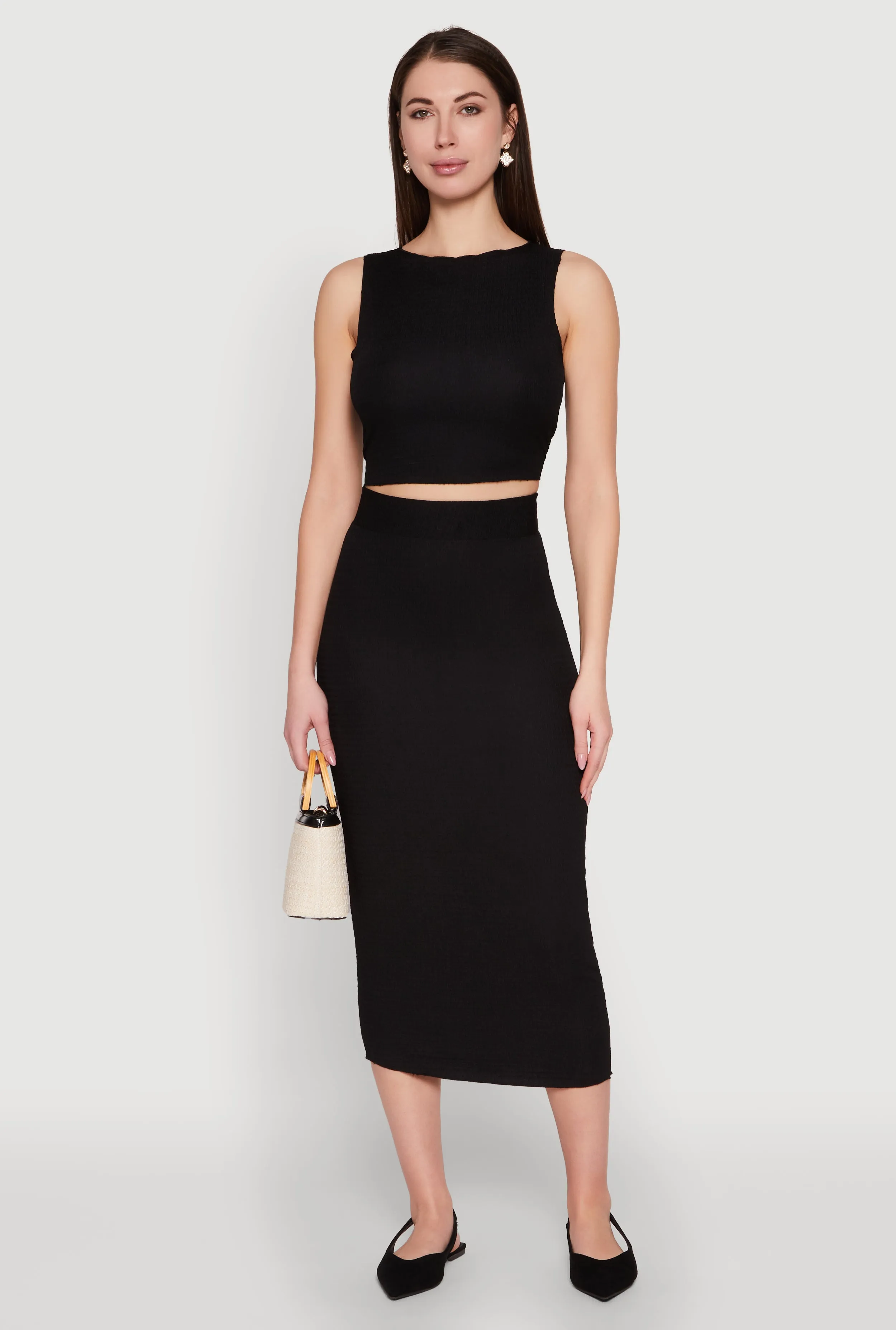 Sleeveless Textured Knit Crop Top sold by Rainbow product image thumbnail 2