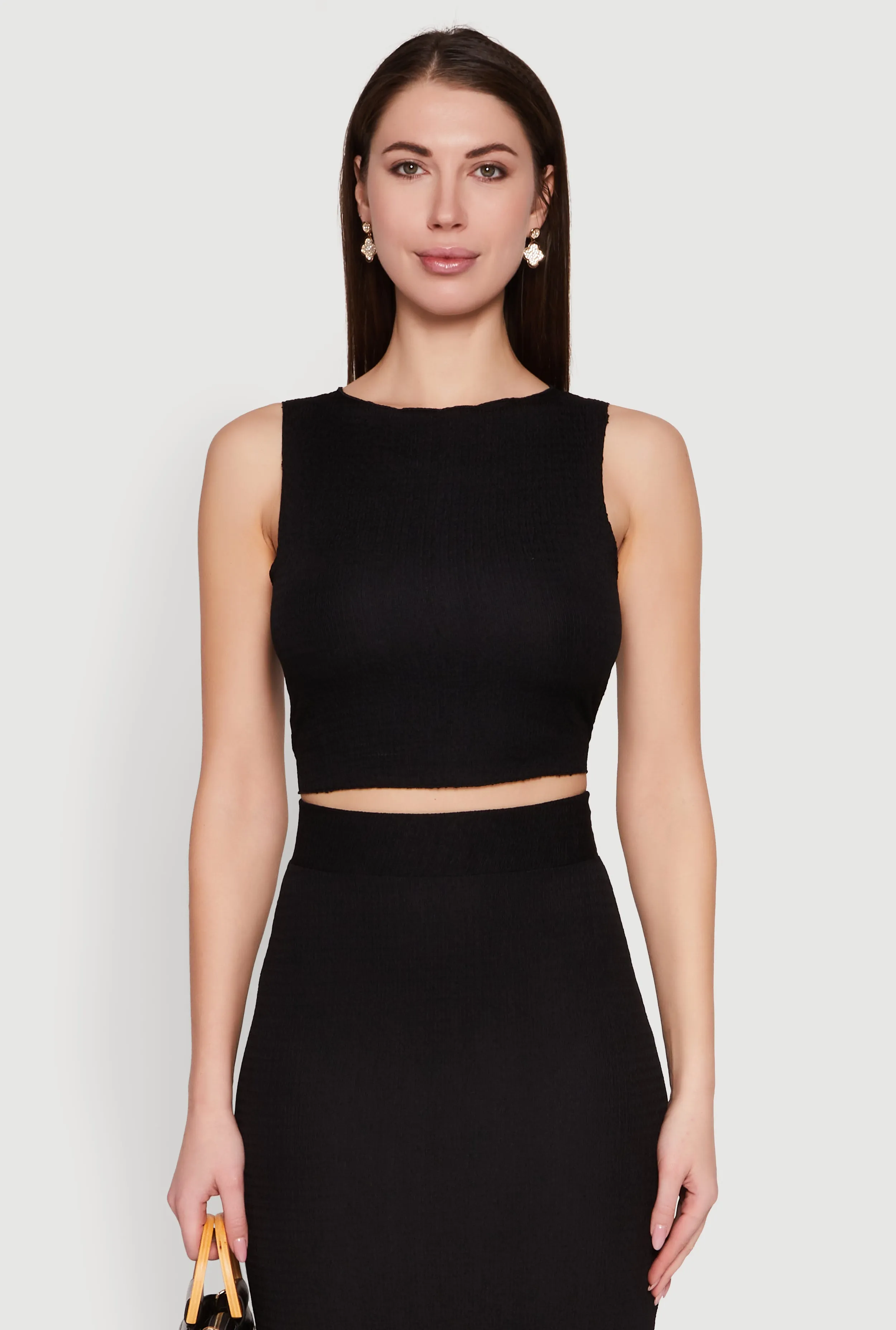 Sleeveless Textured Knit Crop Top sold by Rainbow