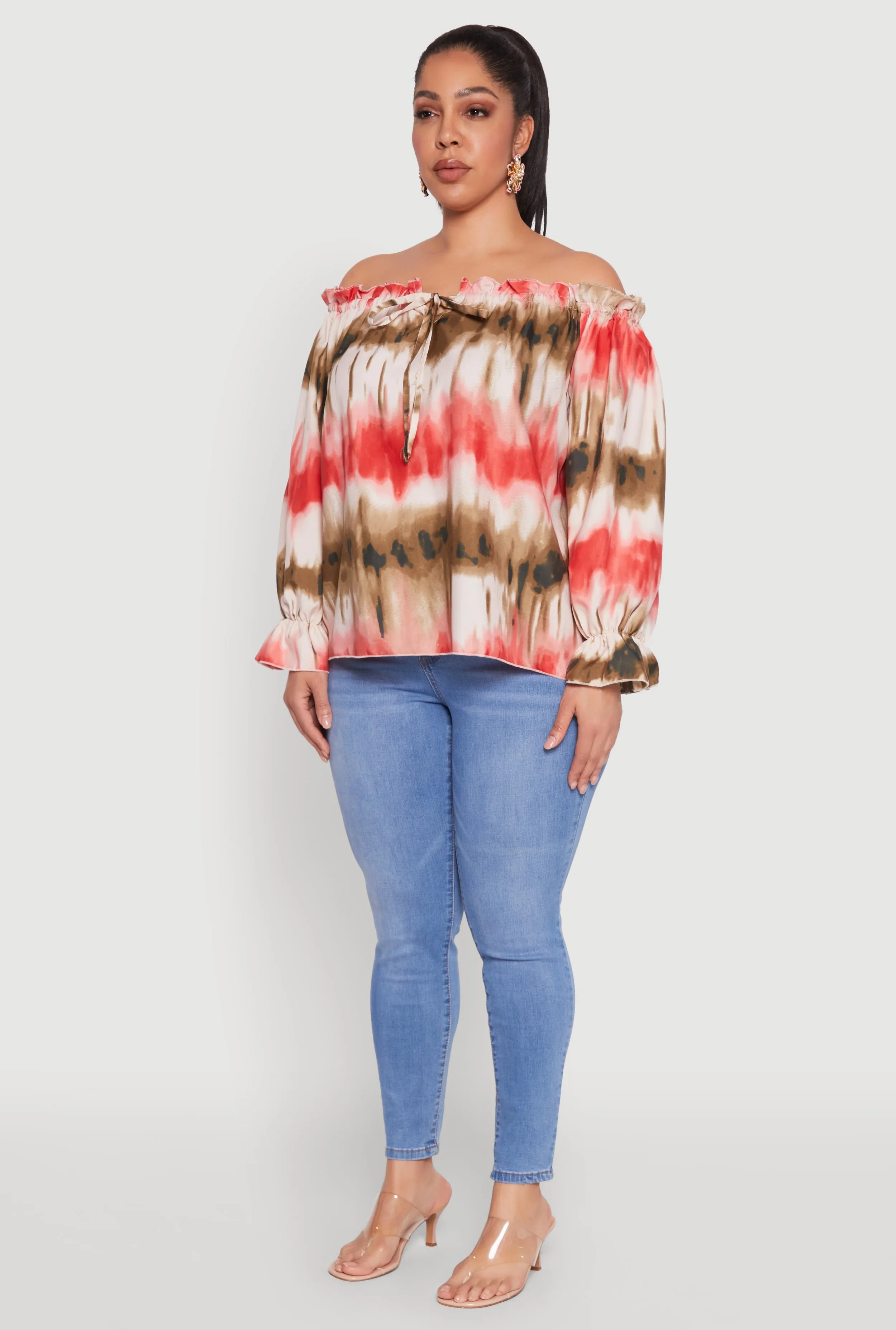 Plus Size Tie Dye Off the Shoulder Blouse sold by Rainbow product image thumbnail 5