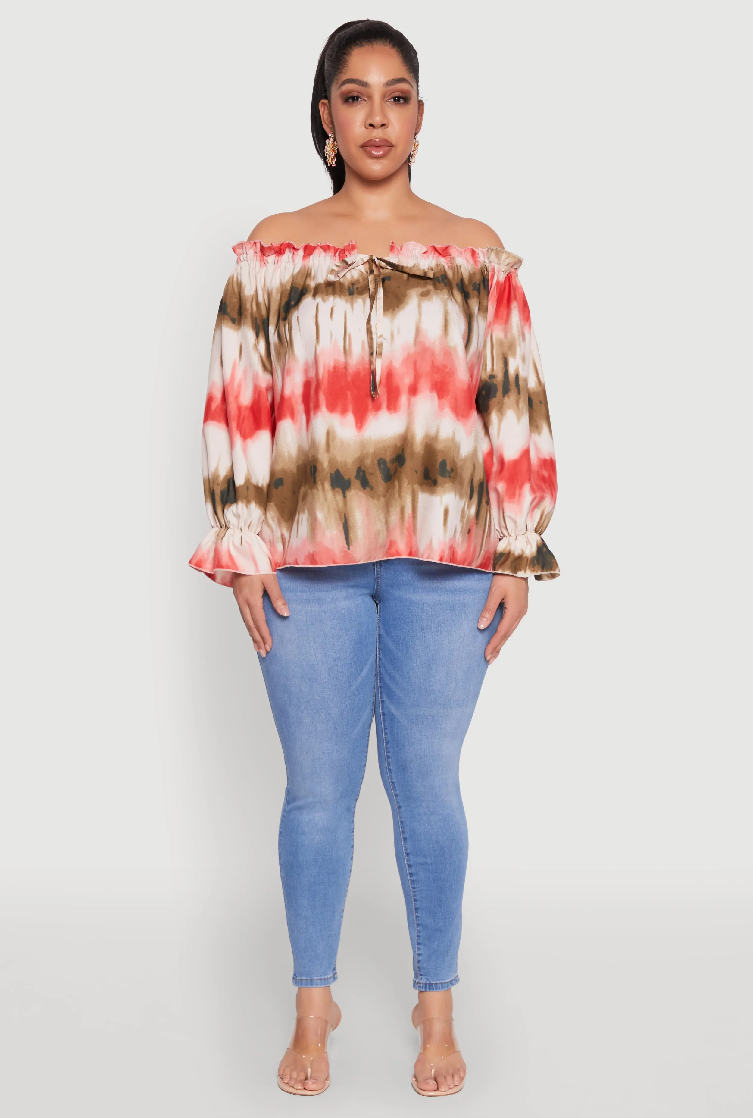 Plus Size Tie Dye Off the Shoulder Blouse sold by Rainbow product image thumbnail 3