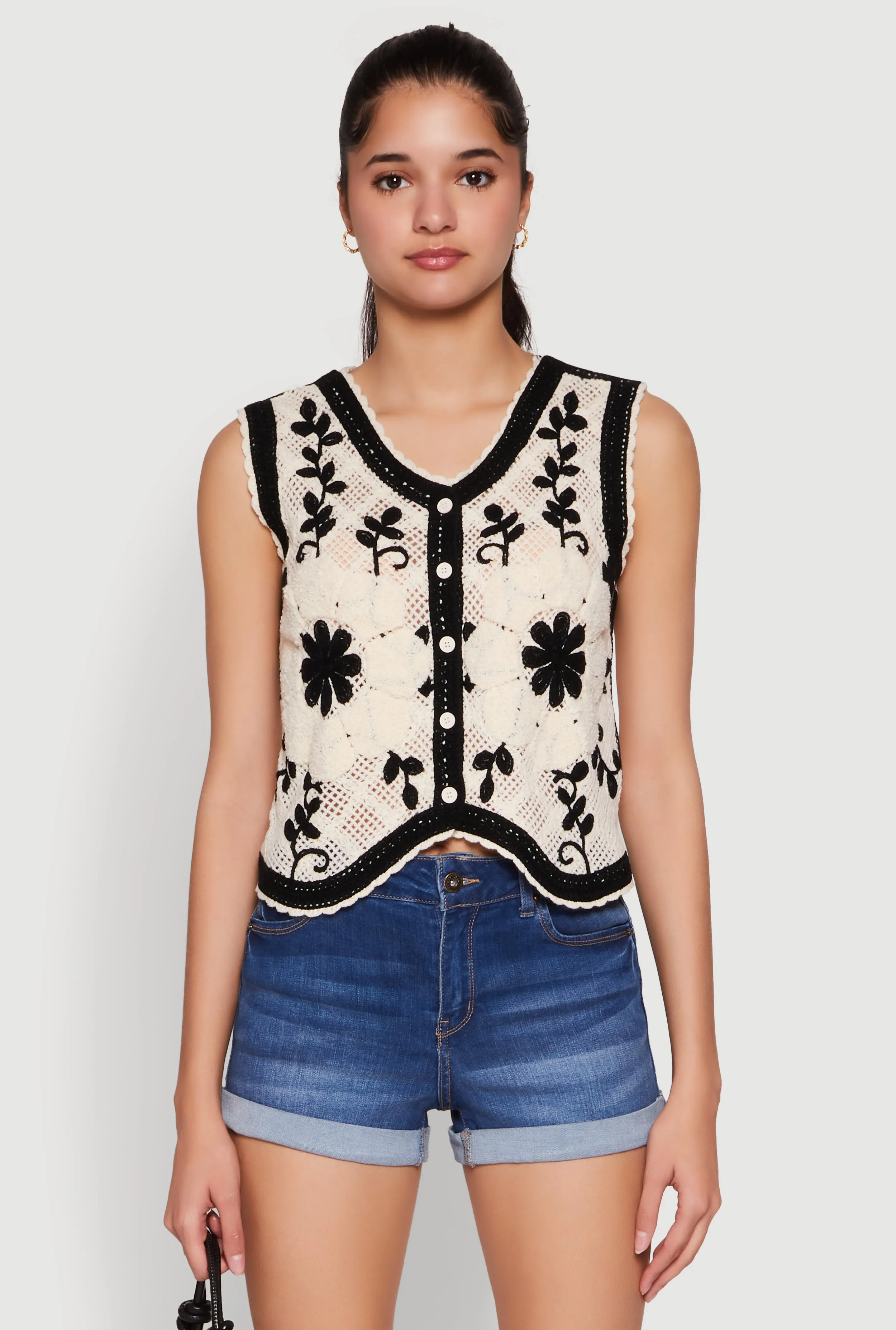 Floral Pattern Crochet Vest sold by Rainbow product image thumbnail 2