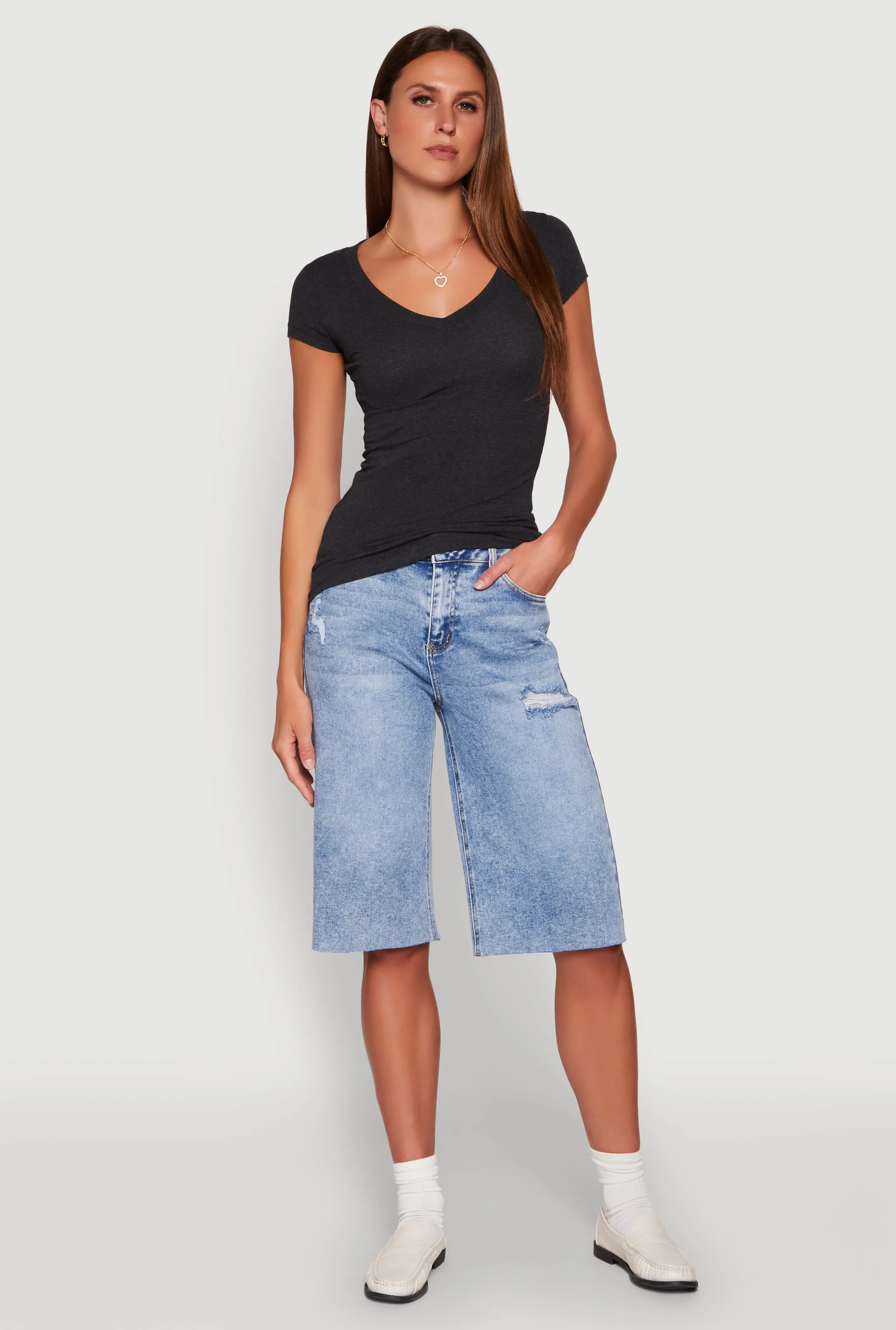 V Neck Basic Short Sleeve Tee sold by Rainbow