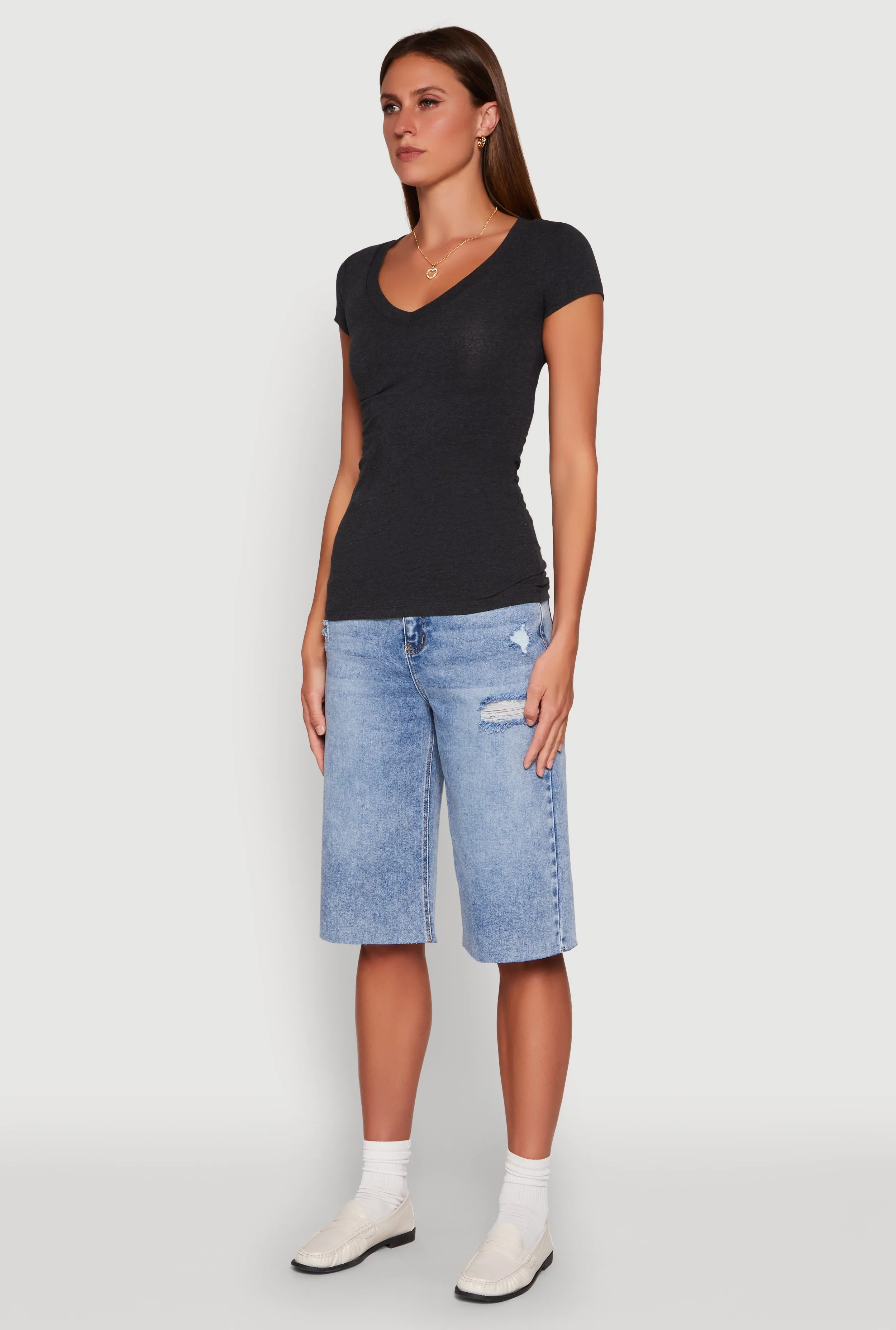 V Neck Basic Short Sleeve Tee sold by Rainbow product image thumbnail 5