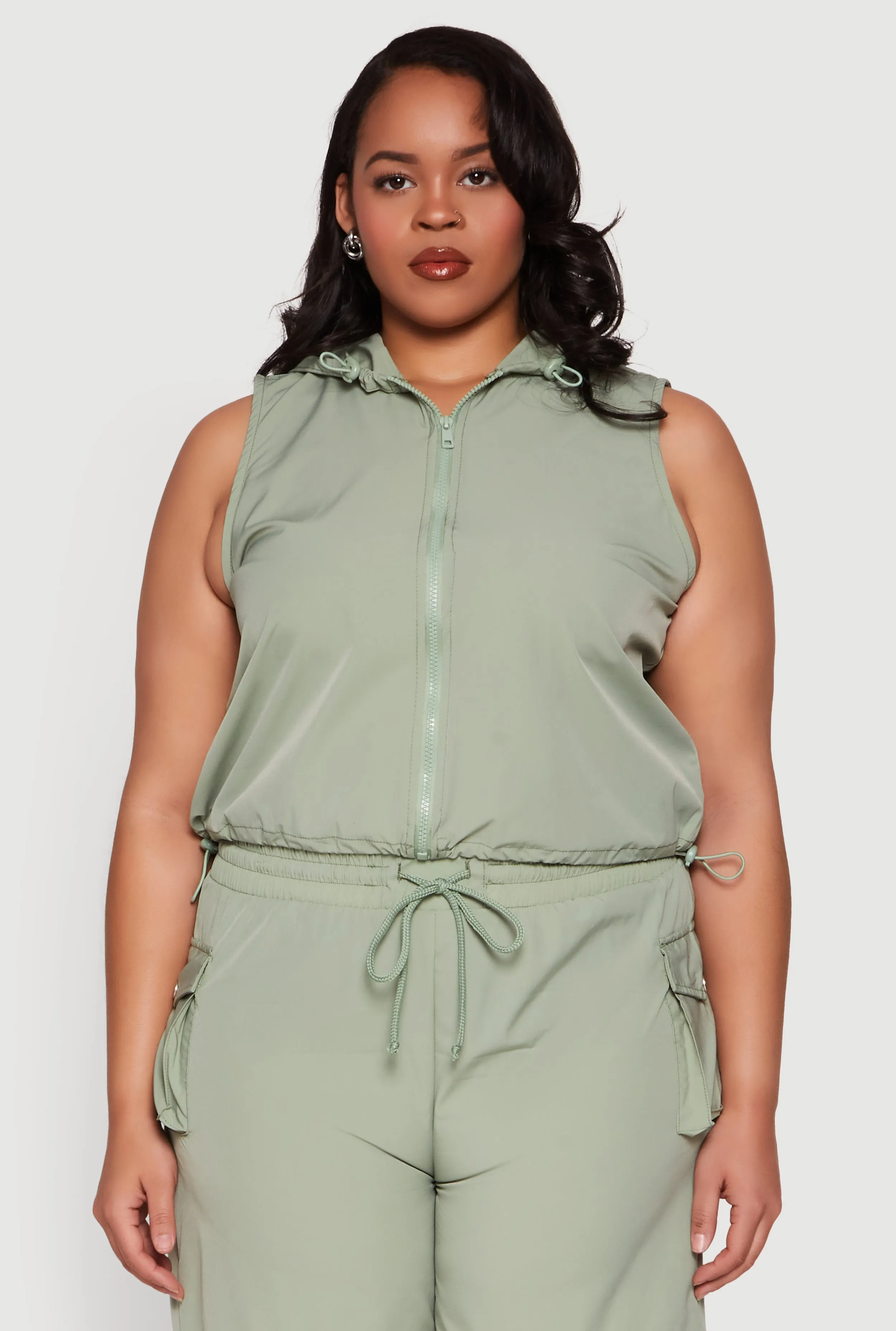 Plus Size Toggle Drawstring Hem Crop Top sold by Rainbow