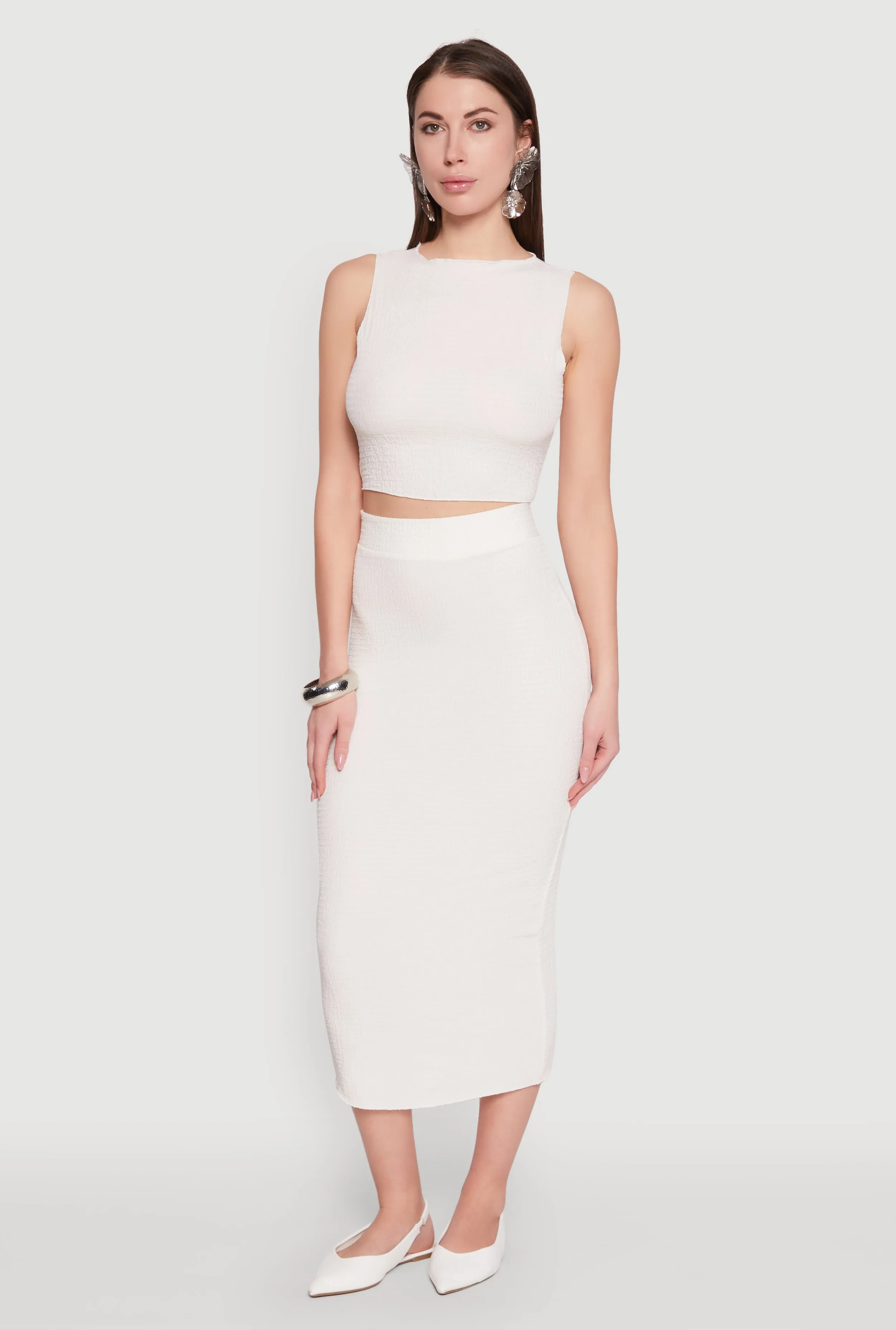 Textured Knit Midi Pencil Skirt sold by Rainbow