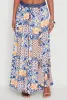 Denim Waist Patterned Maxi Skirt sold by Rainbow
