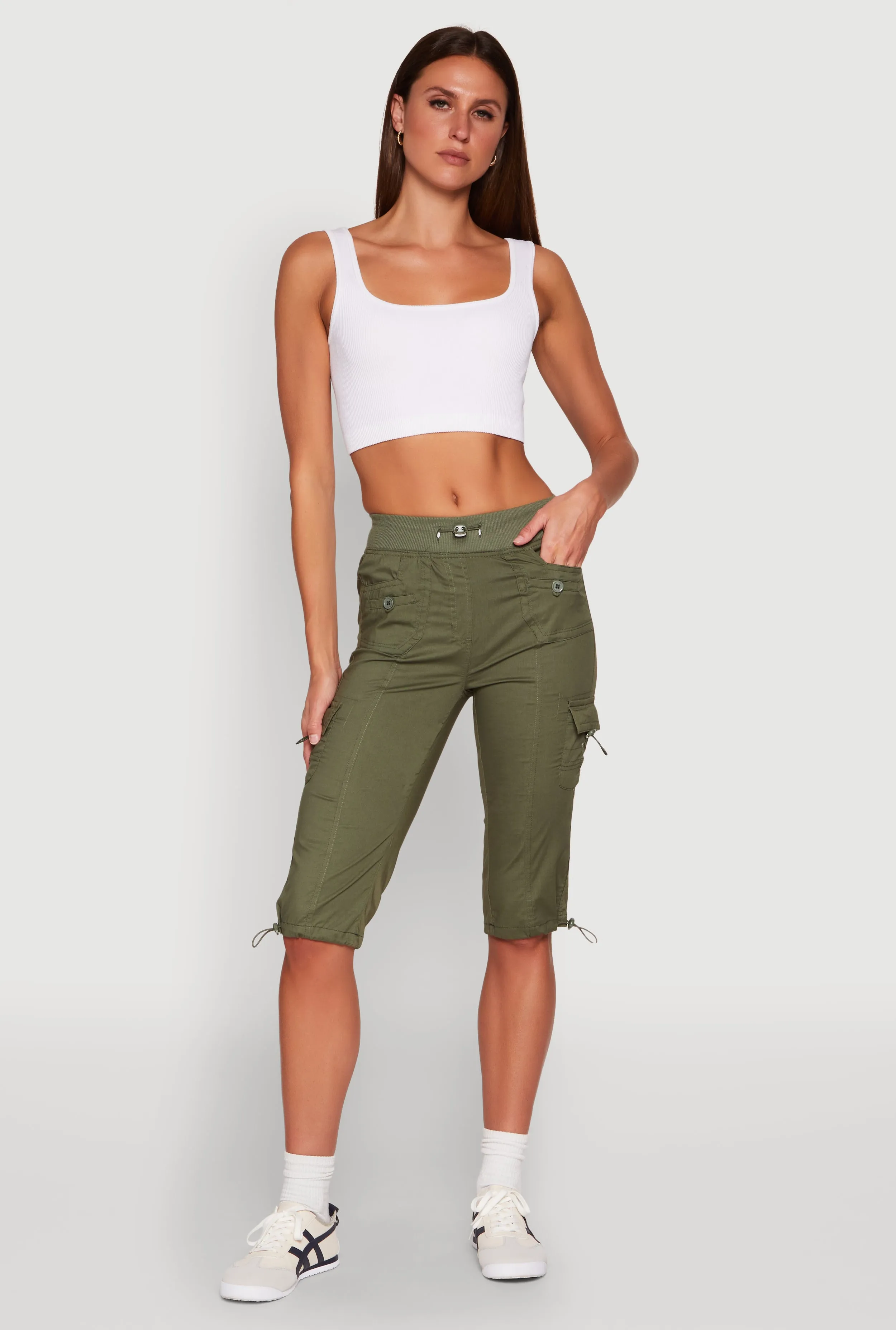 Toggle Drawstring Cargo Capris sold by Rainbow