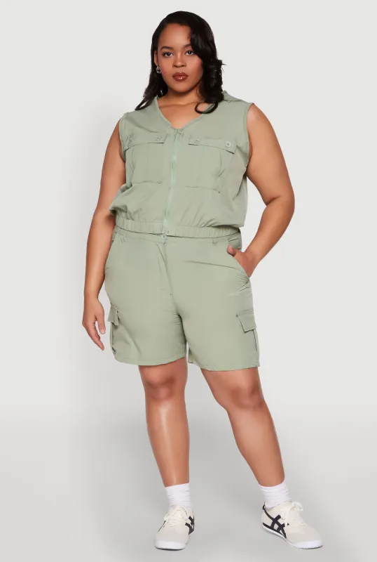 Plus Size High Waisted Cargo Shorts sold by Rainbow